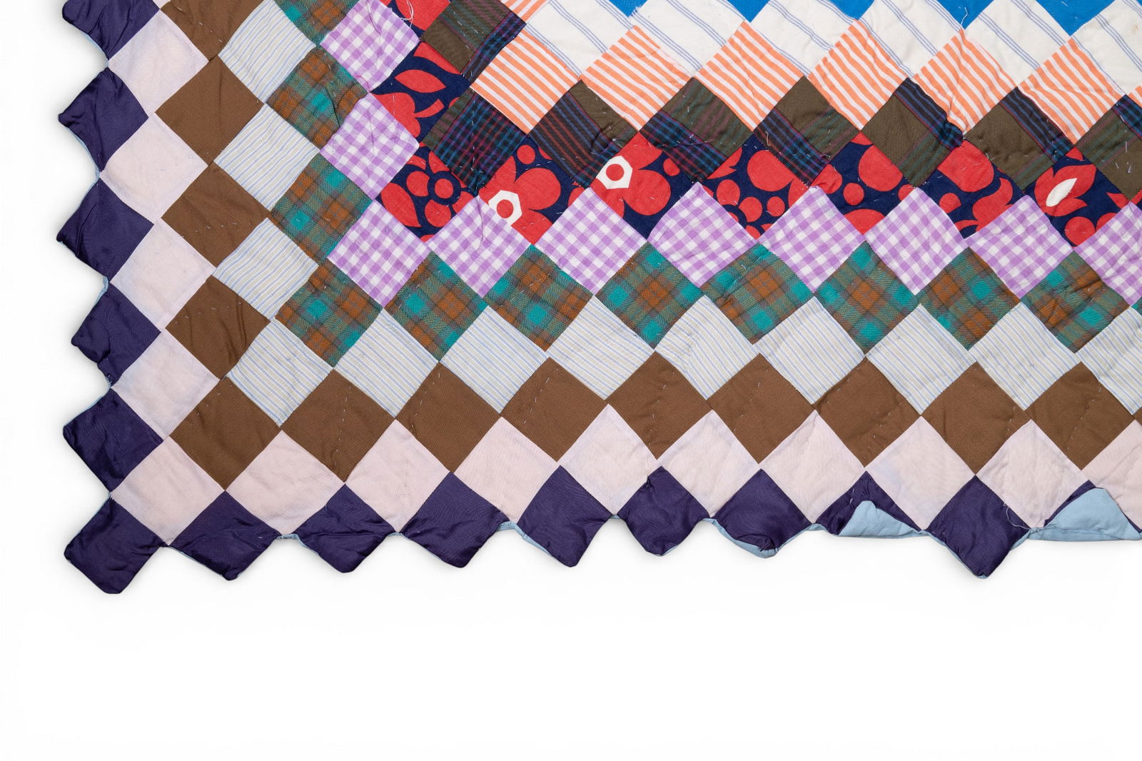 Vintage Diamond Pattern Patchwork Quilt (CA King) - 2