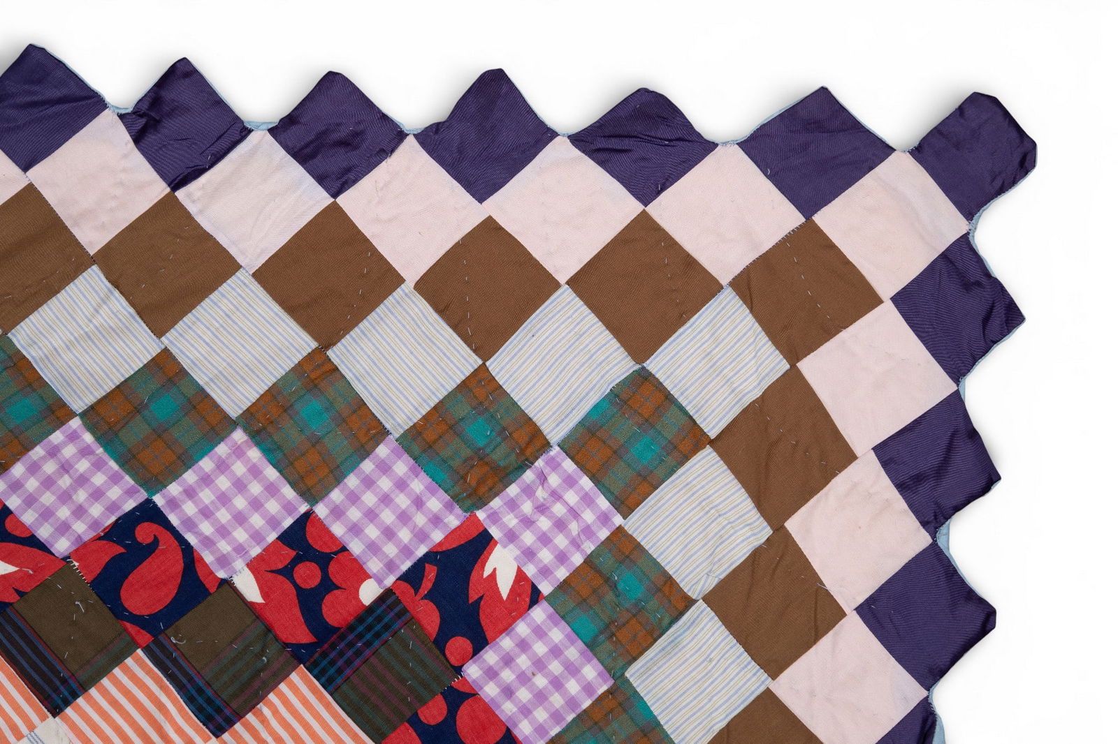 Vintage Diamond Pattern Patchwork Quilt (CA King) - 3