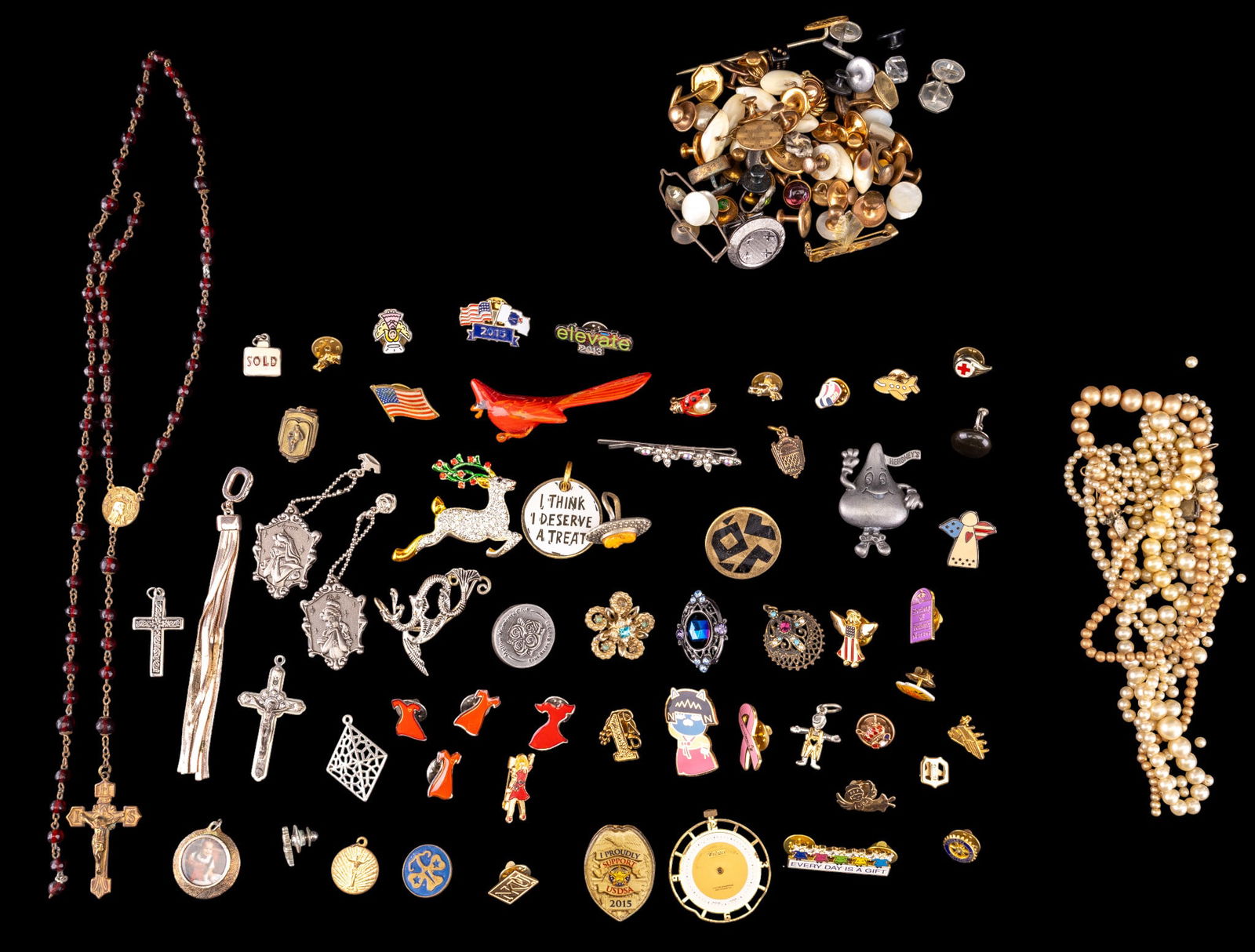 Vintage Costume Jewelry w/ Brooches, Pendants + (1 of 10)