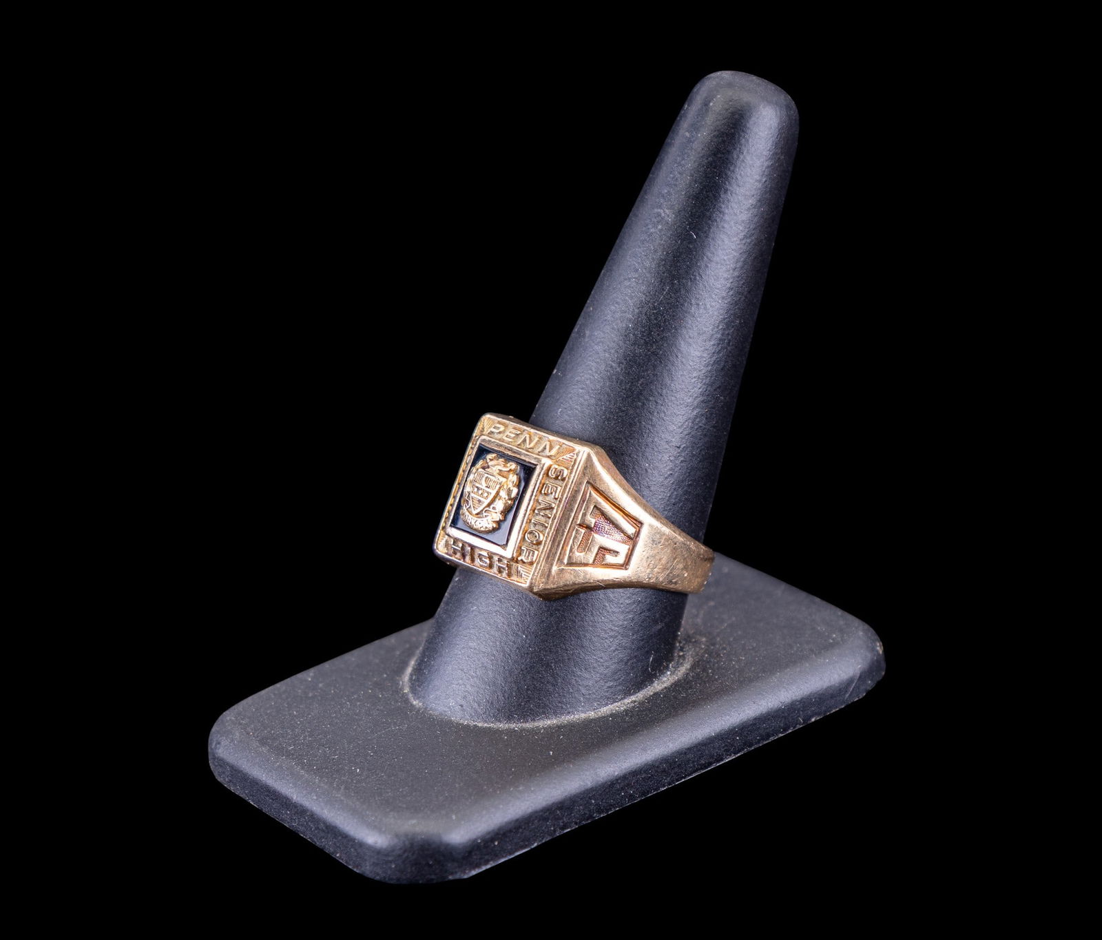 Mens 10k Gold Ruby Ring + Class Ring - 7
