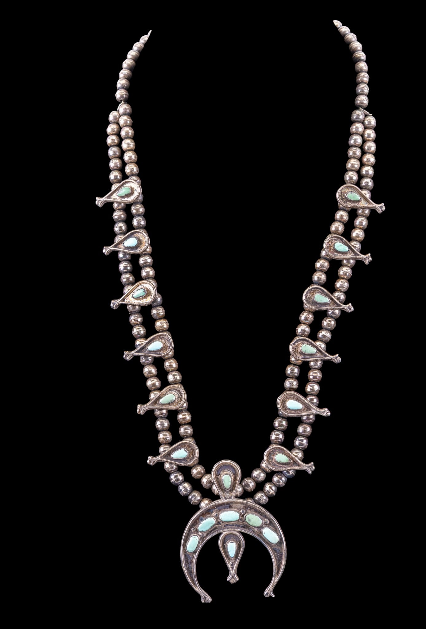 Native American Turquoise Squash Blossom Necklace (1 of 4)