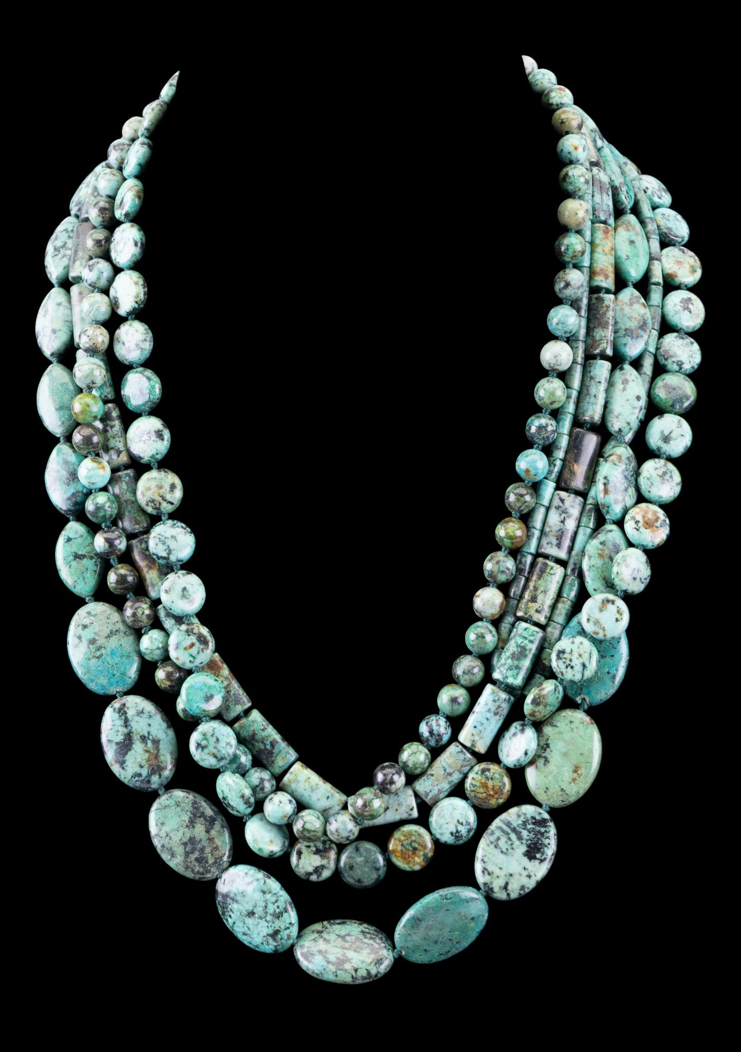 Multi-Strand Turquoise Necklace, Sterling Clasp (1 of 4)