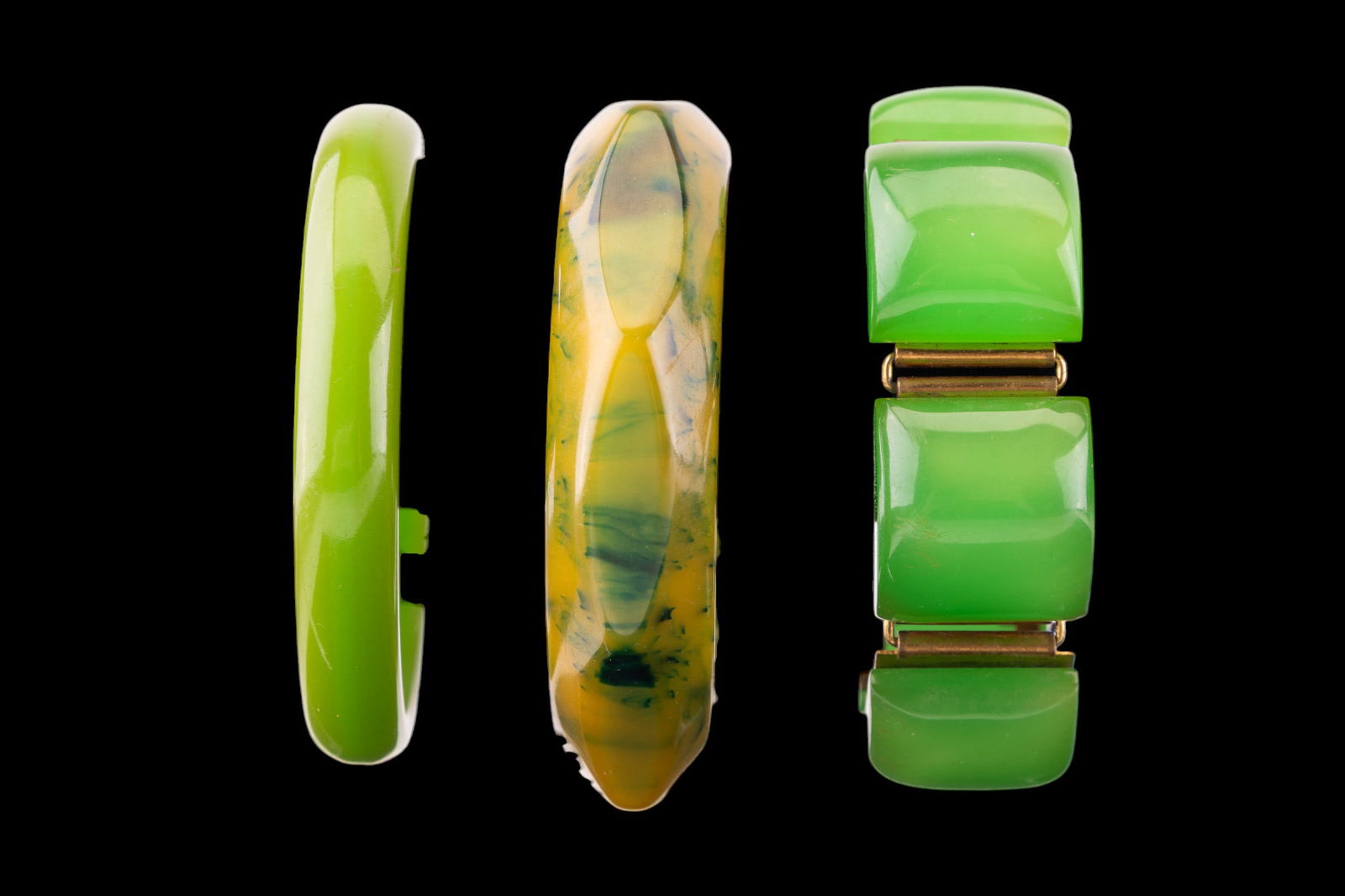 Green Bakelite Bracelets - 2