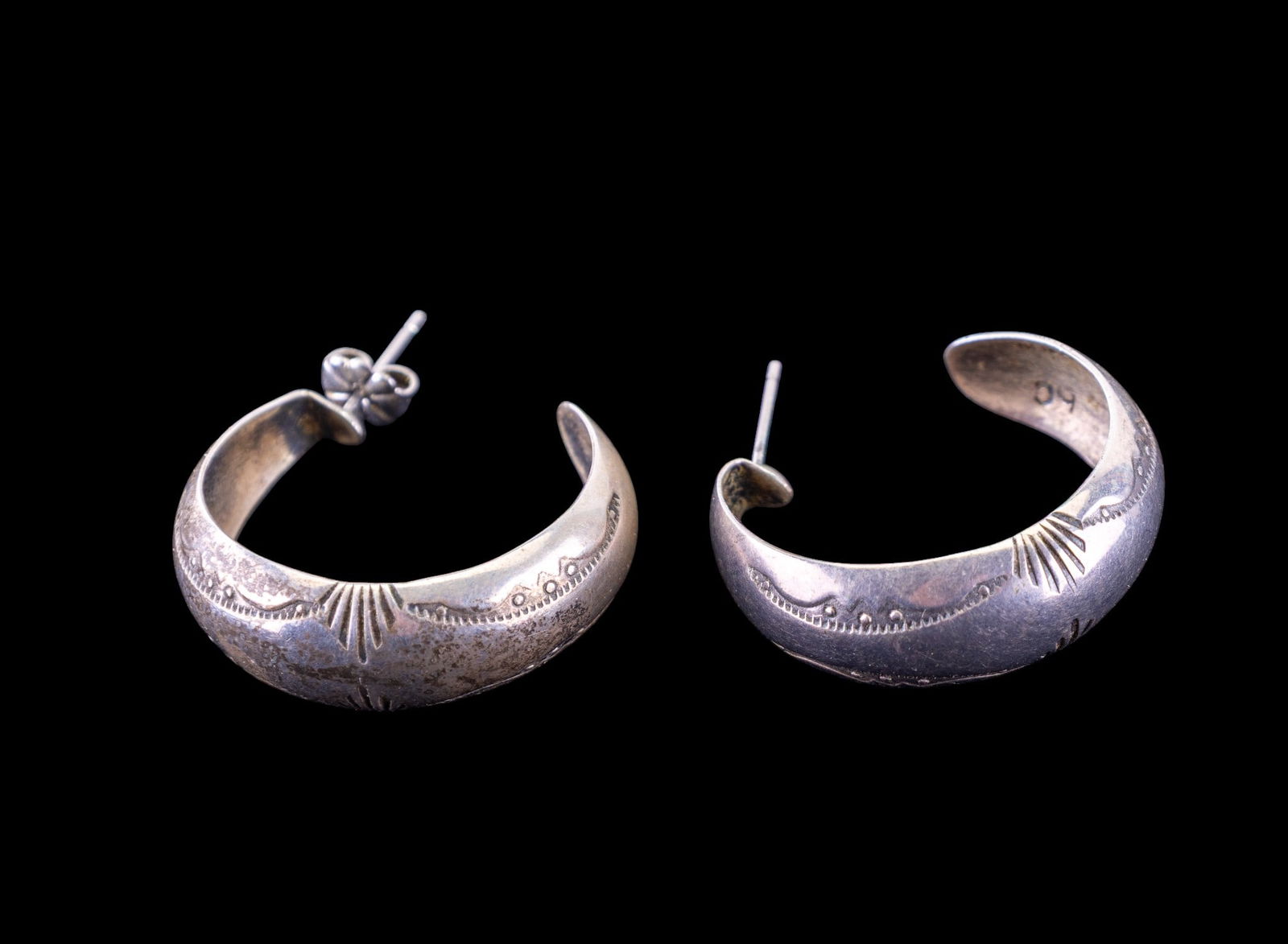 Early Native American Sterling Silver Hoop Earring (1 of 5)