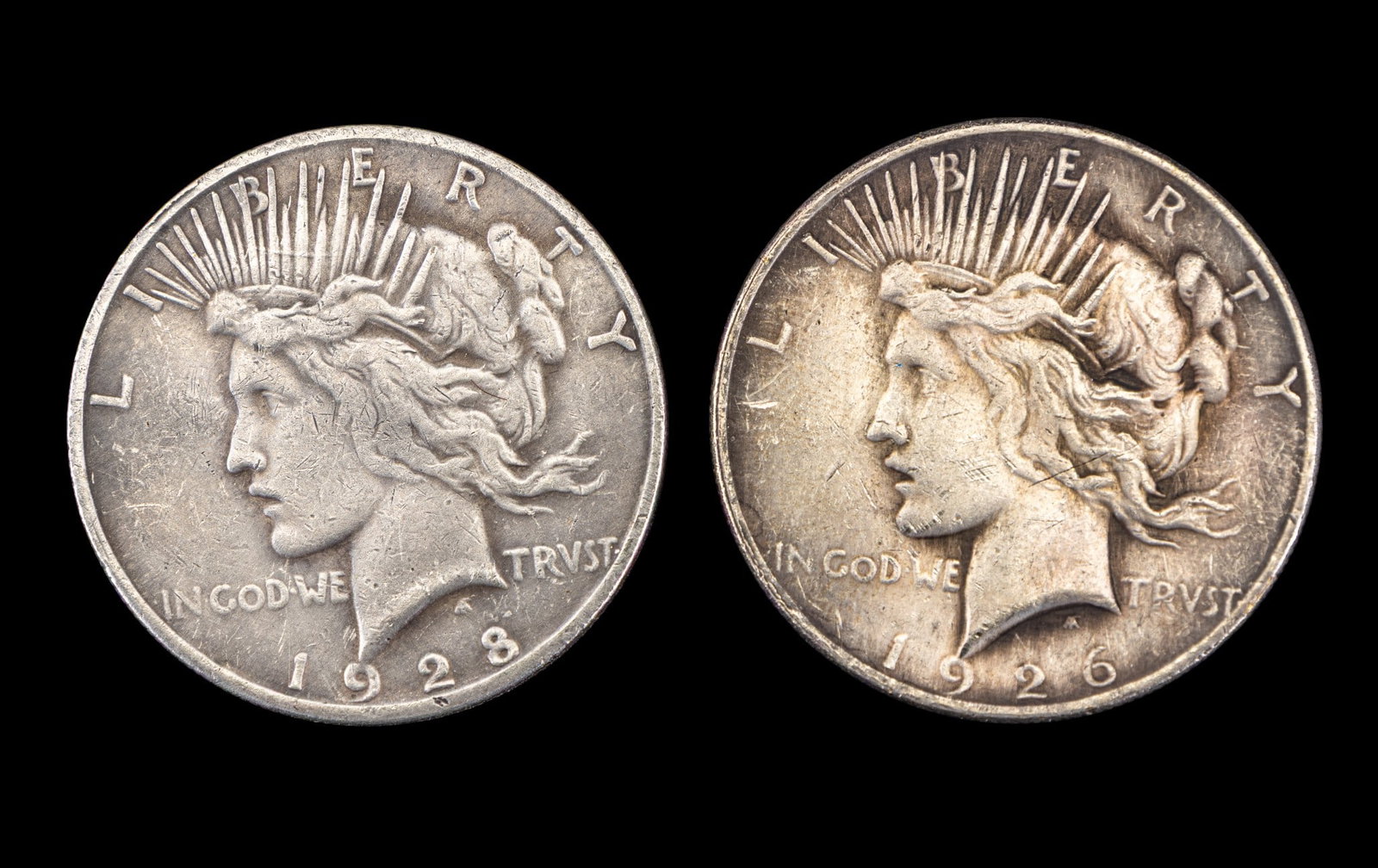 1926 and 1928 Peace Silver Dollars (1 of 2)