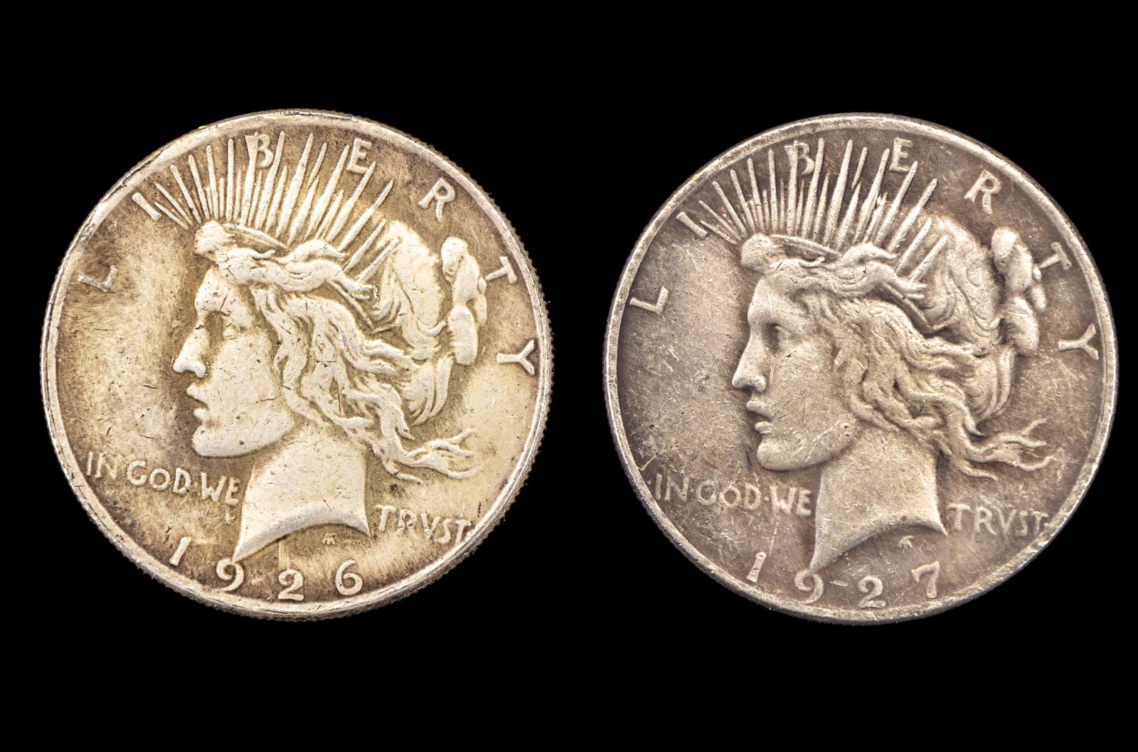 1926 and 1927 U.S. Peace Silver Dollars (1 of 2)