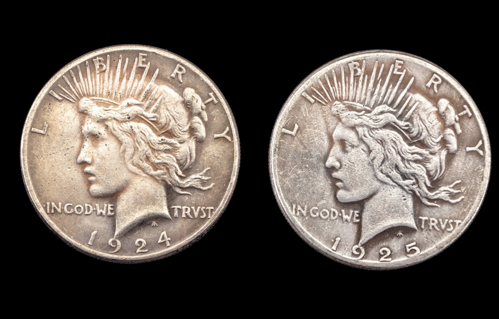 1924 and 1925 Peace Silver Dollars (1 of 2)