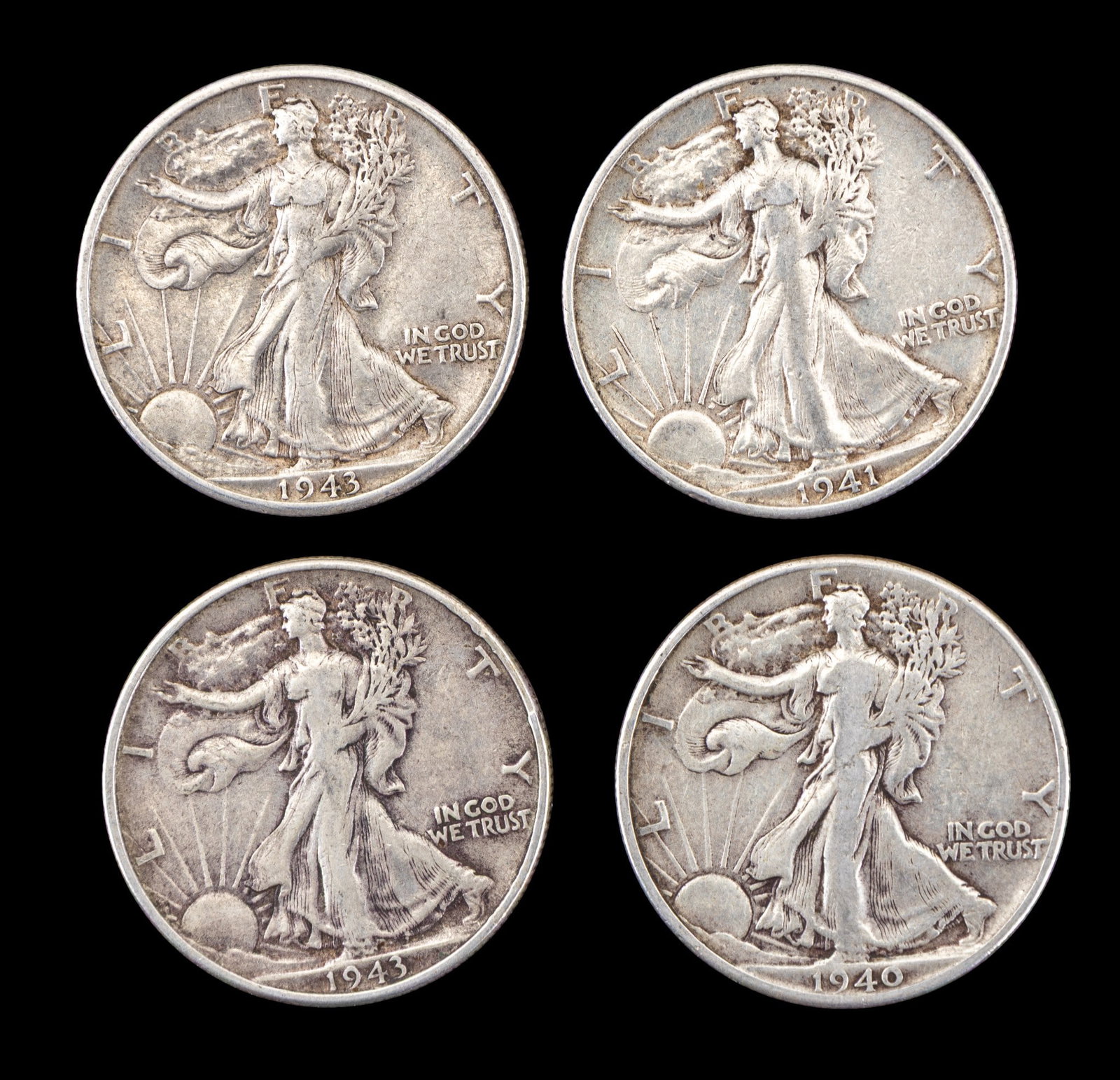 Four Walking Liberty Half Dollars (1 of 2)