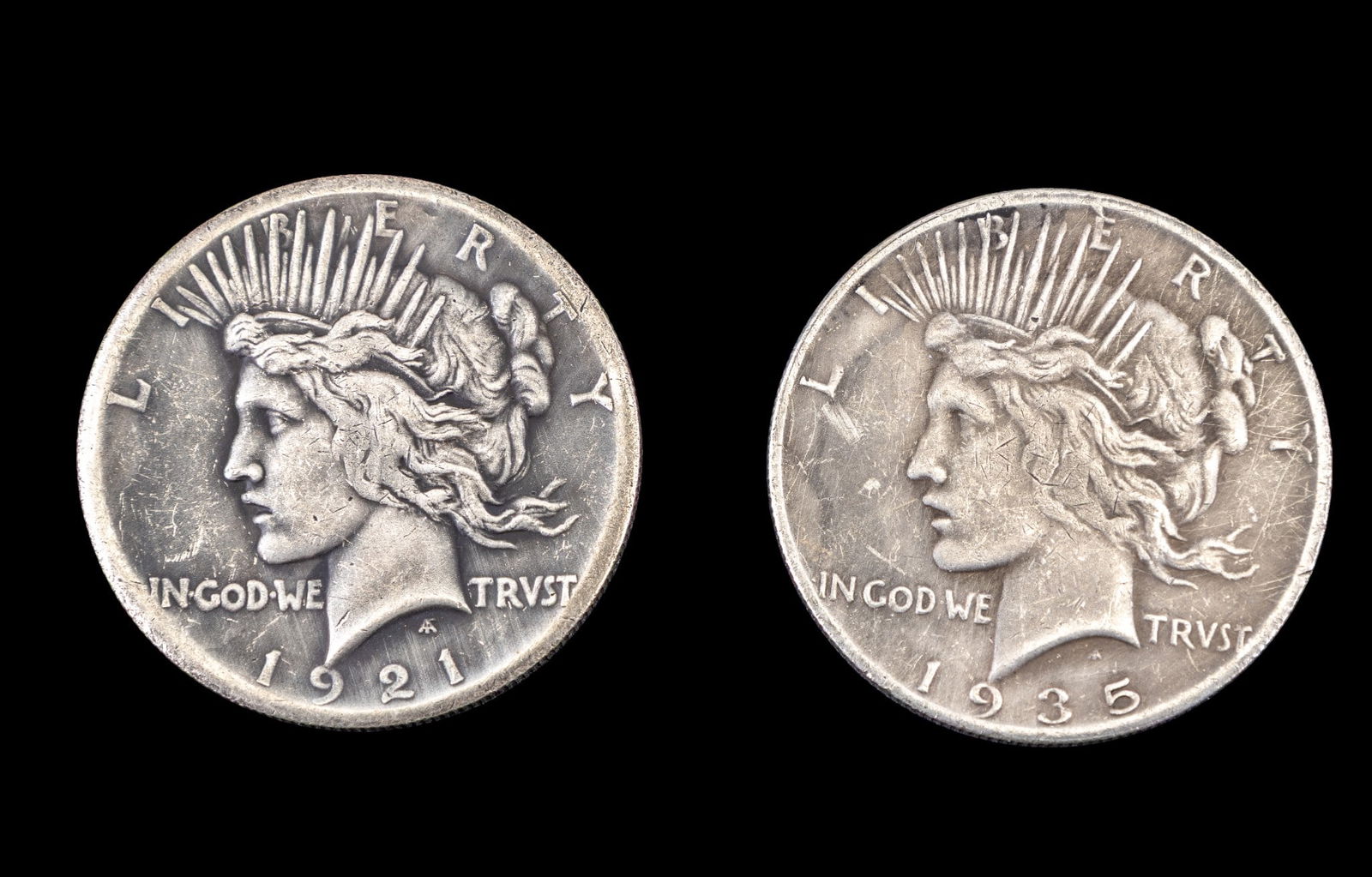 1922 & 1935 Peace Silver Dollars (1 of 2)