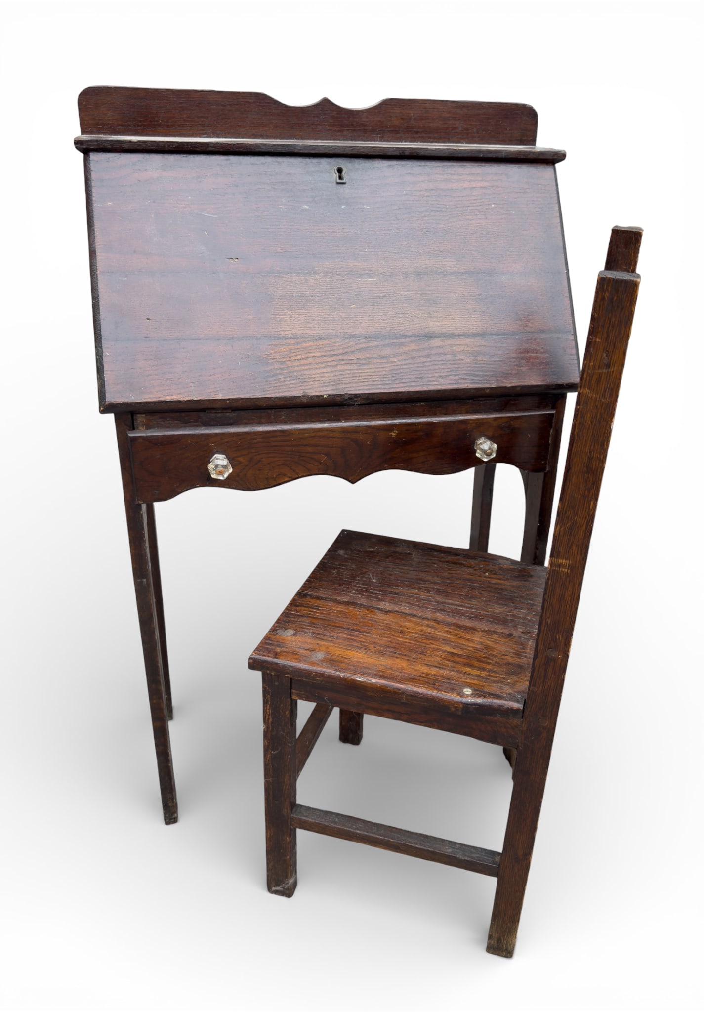 19/20th C Child's Slant Desk, Chair (1 of 11)