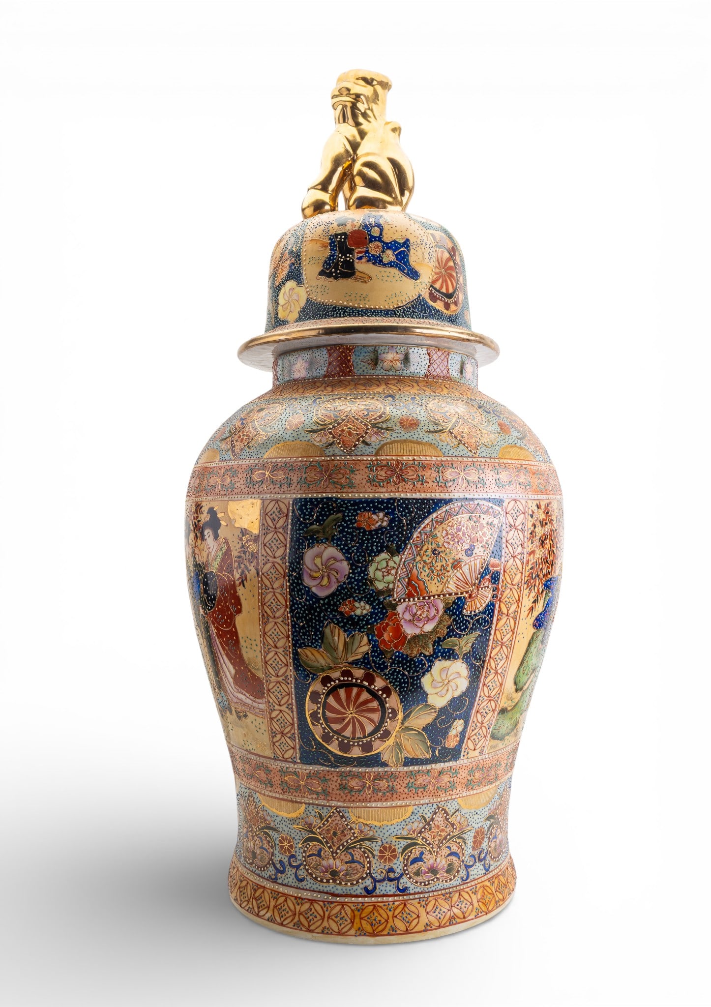 Japanese Satsuma-Style Lidded Vase ~3'H (1 of 20)
