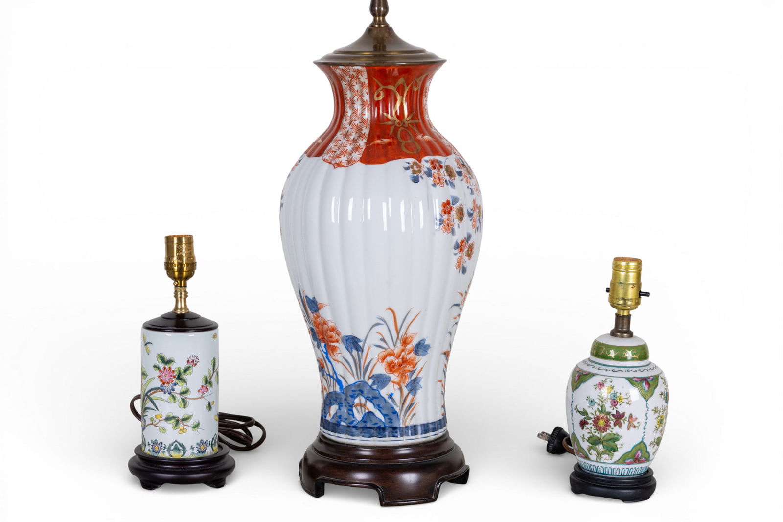 3 Asian Porcelain Table Lamps on Wood Bases (1 of 20)
