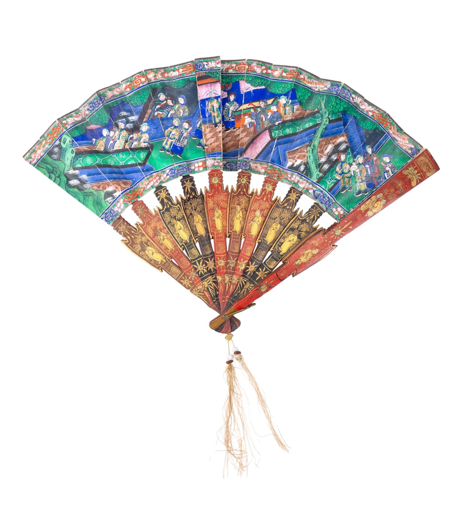 Antique Chinese Handpainted Lacquerware Fan (1 of 14)