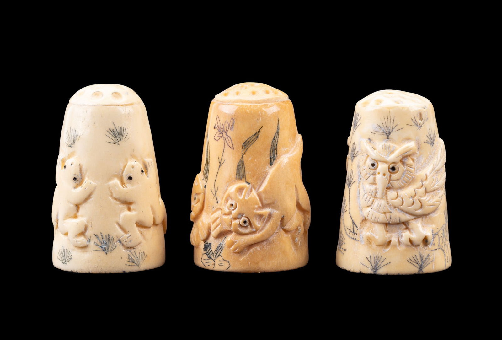 Antique Carved Natural Material Thimbles (1 of 7)