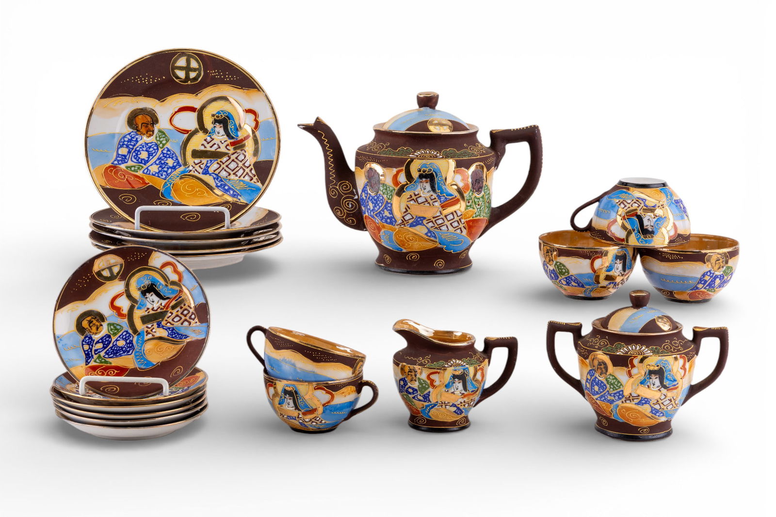 Japanese Satsuma Moriage Style Luster Tea Set (1 of 20)