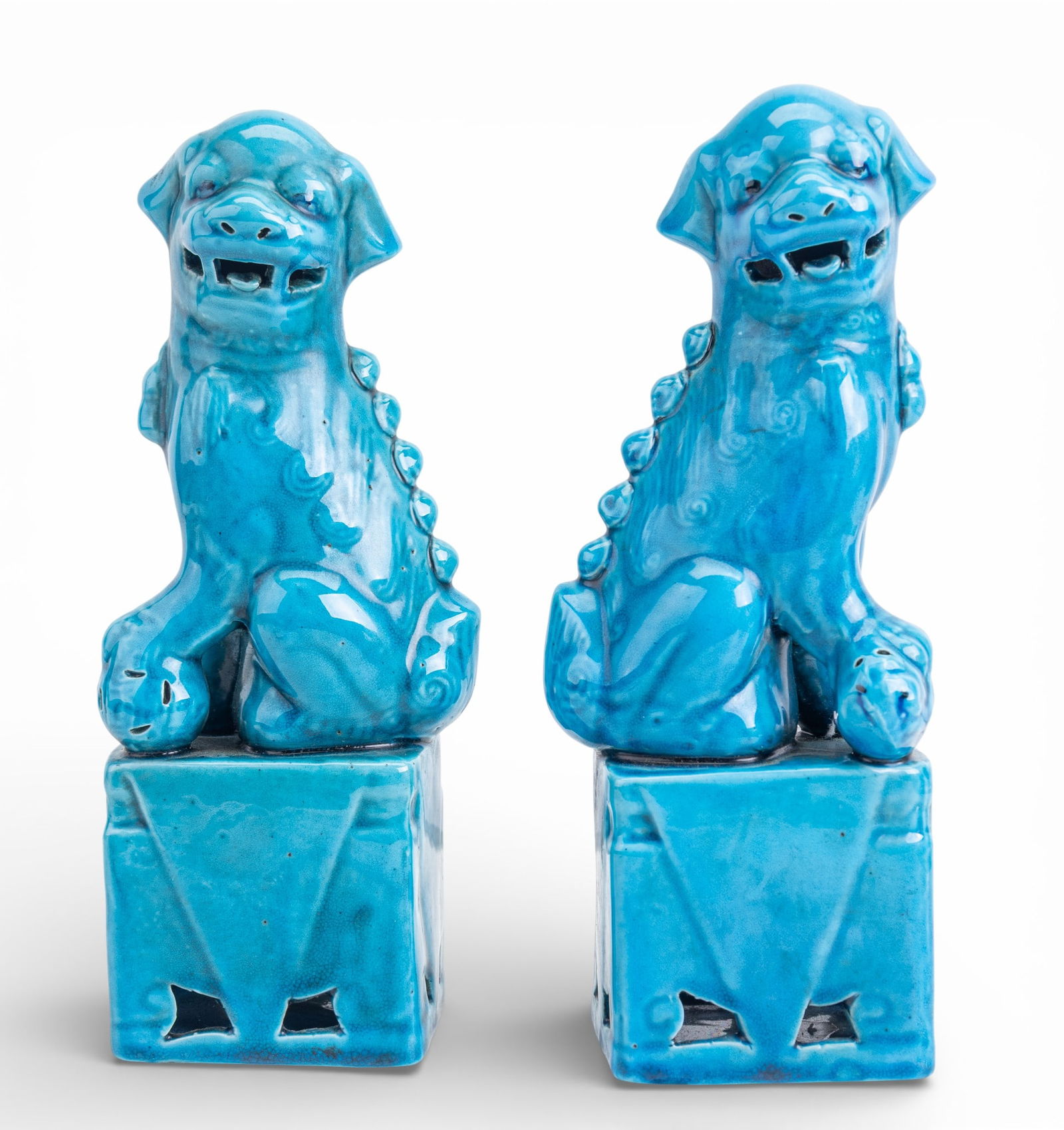 Pair of Turquoise-Glazed Porcelain Foo Dogs (1 of 9)