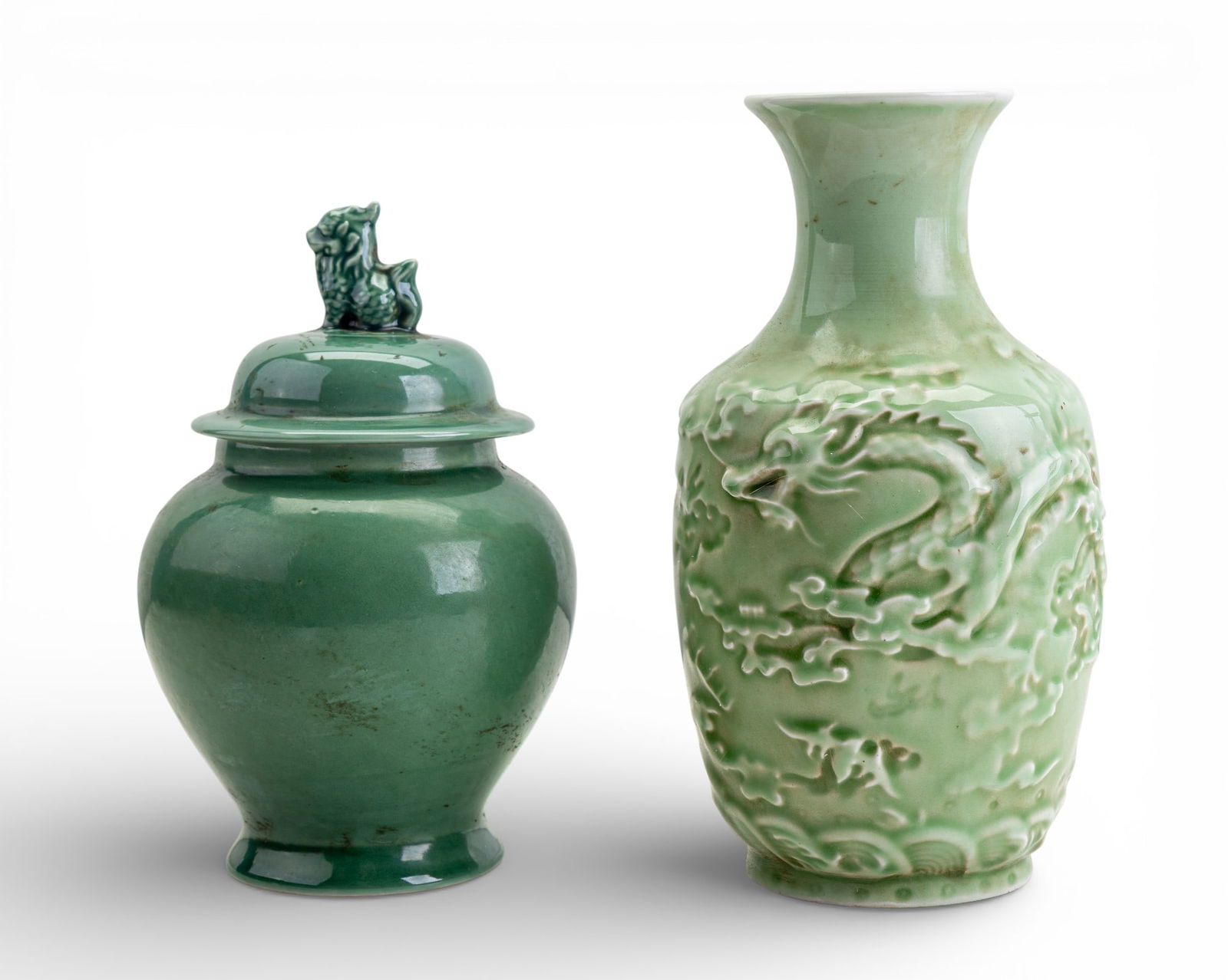 Pair of Celadon-Glazed Porcelain Vessels (1 of 8)