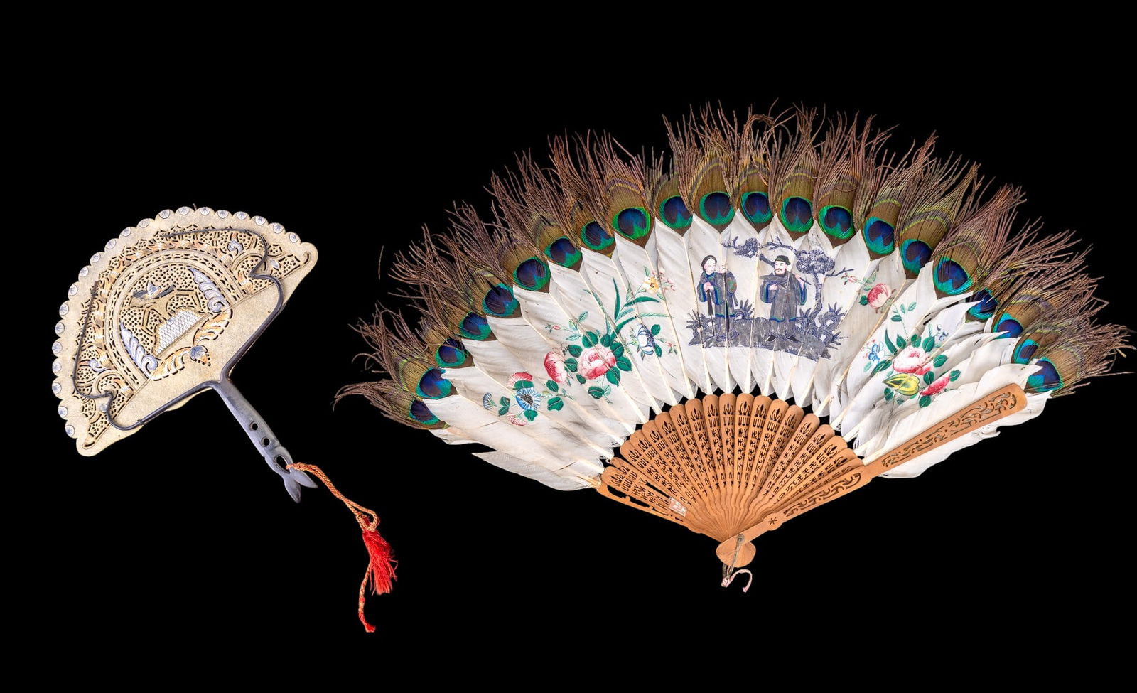Javanese Pakhi & Chinese Hand Painted Feather Fans (1 of 7)