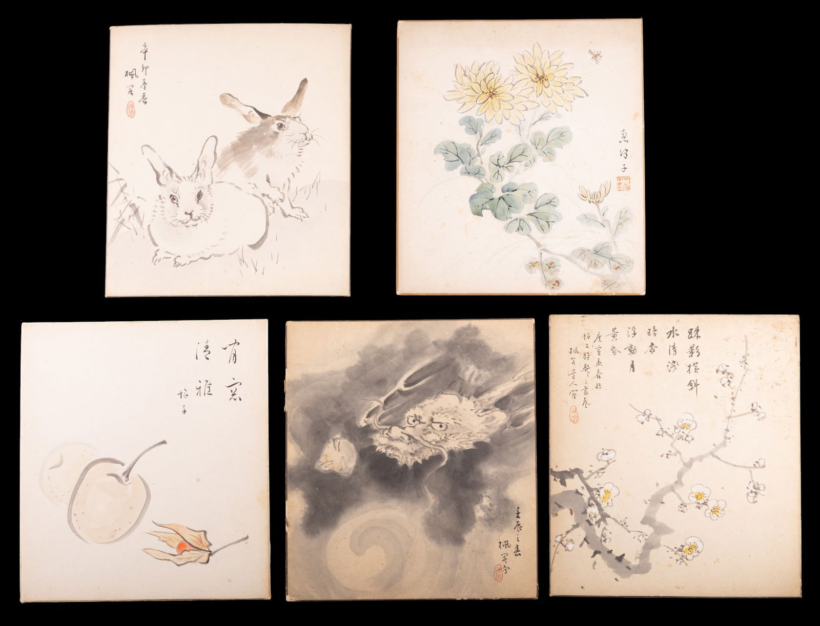 Japanese Ink and watercolor Paintings on Board (1 of 8)