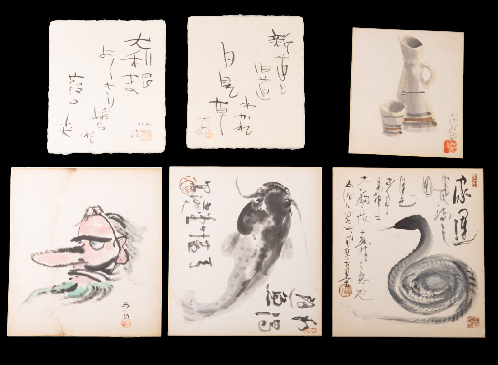 Japanese Shodo, Inkwash, and Watercolor on Board (1 of 20)