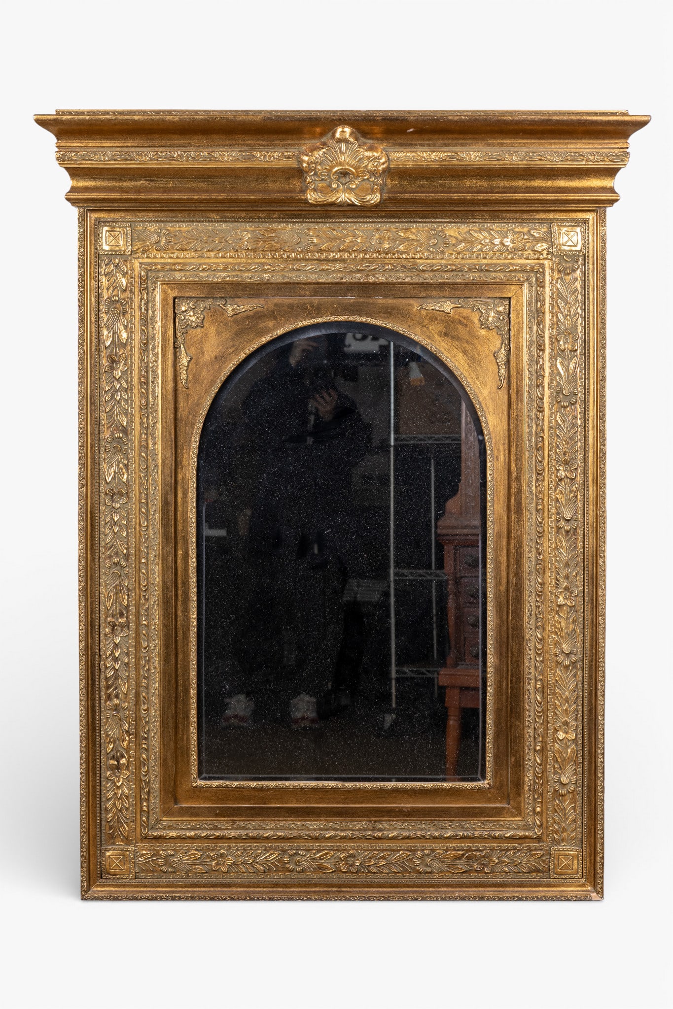 Large Gilt Wood Frame Mantle Mirror ~4.5' H (1 of 12)