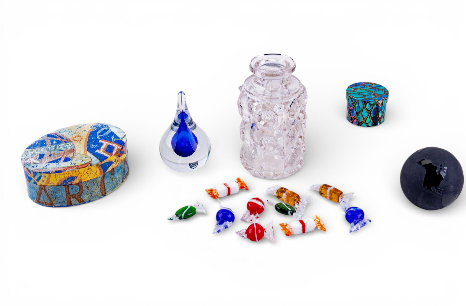 Orrefors & Other Paperweight, Colorful Glass Candy (1 of 11)