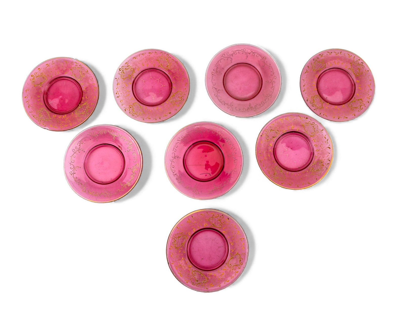 Antique Cranberry Bohemian Moser Glass Saucers (1 of 4)