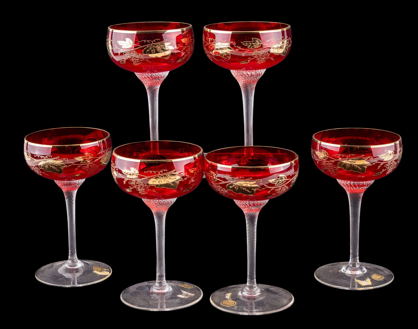 Set of 6 Bohemian Red Flashed Goblets (1 of 7)