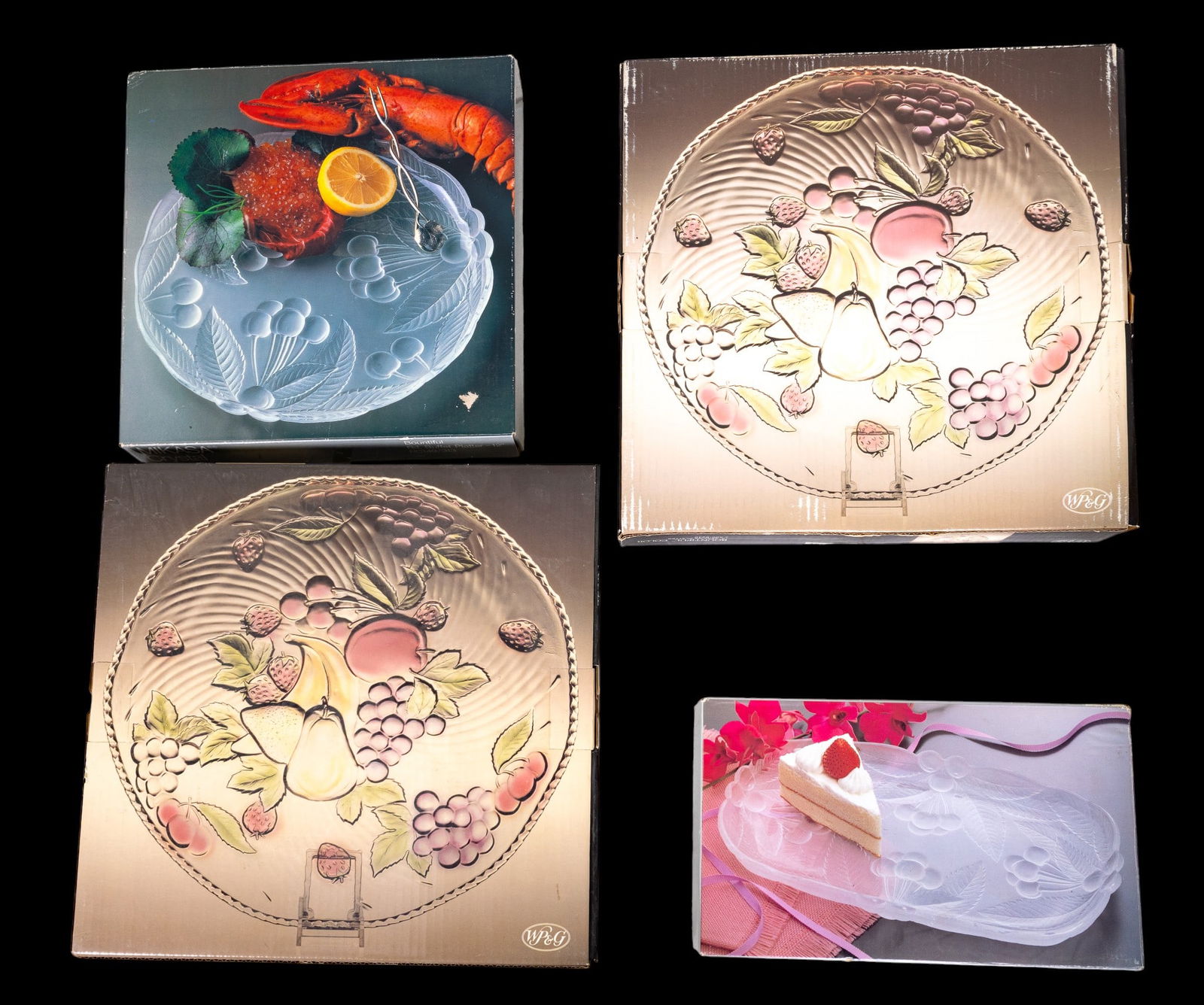 4 Bountiful Pattern Crystal Platters in OB (1 of 2)