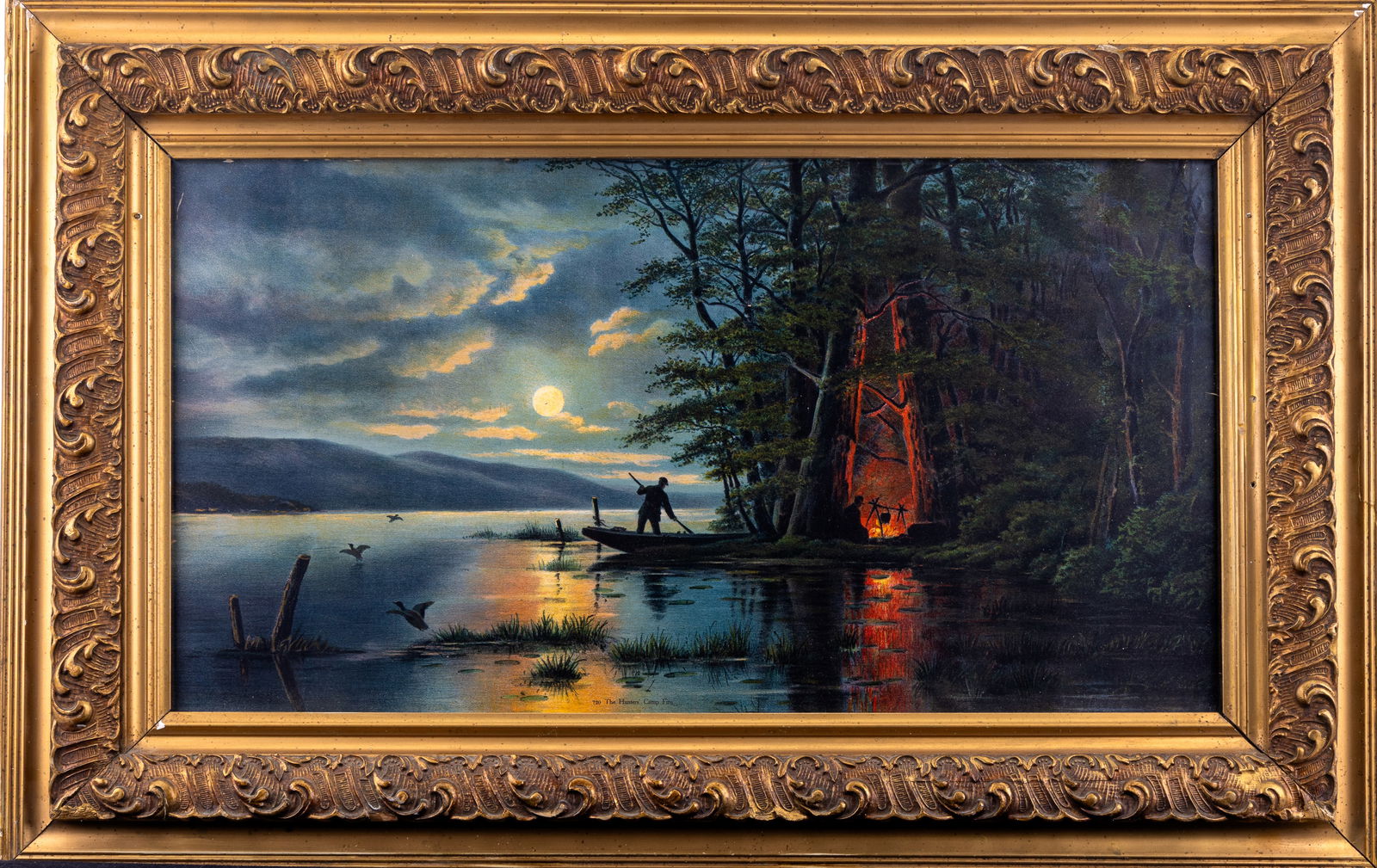 Early Color Litho 'The Hunters Campfire' (1 of 9)