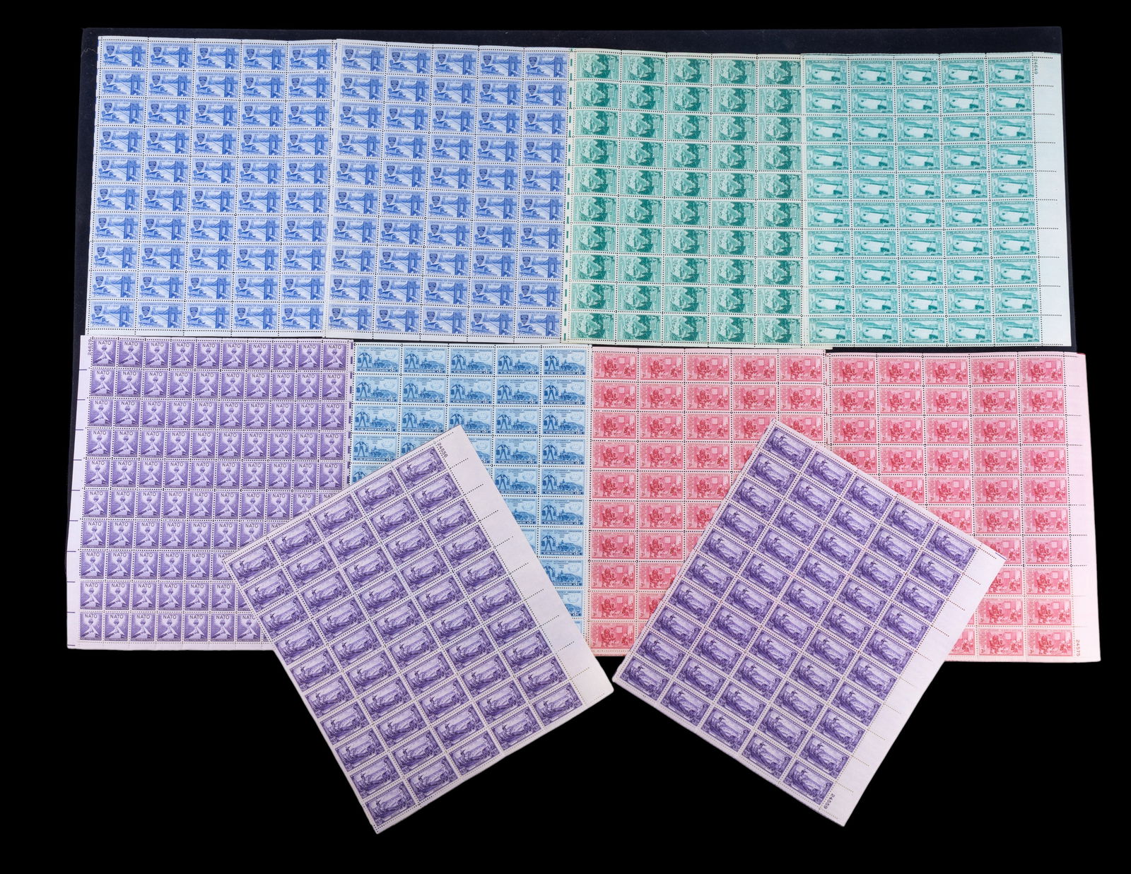 Ten Full Sheets of 1952 U.S. 3-Cent Stamps (1 of 17)