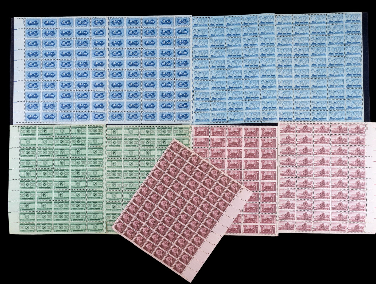 U.S. 3-Cent Stamp Sheets, 1954-1955 (1 of 18)