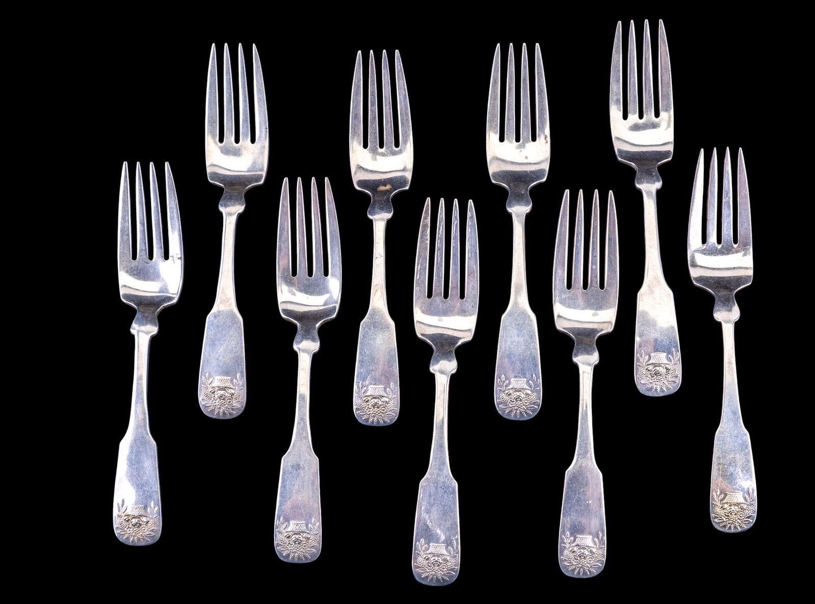 9 Sterling Silver Dessert Forks, 12.7 ozt (1 of 8)
