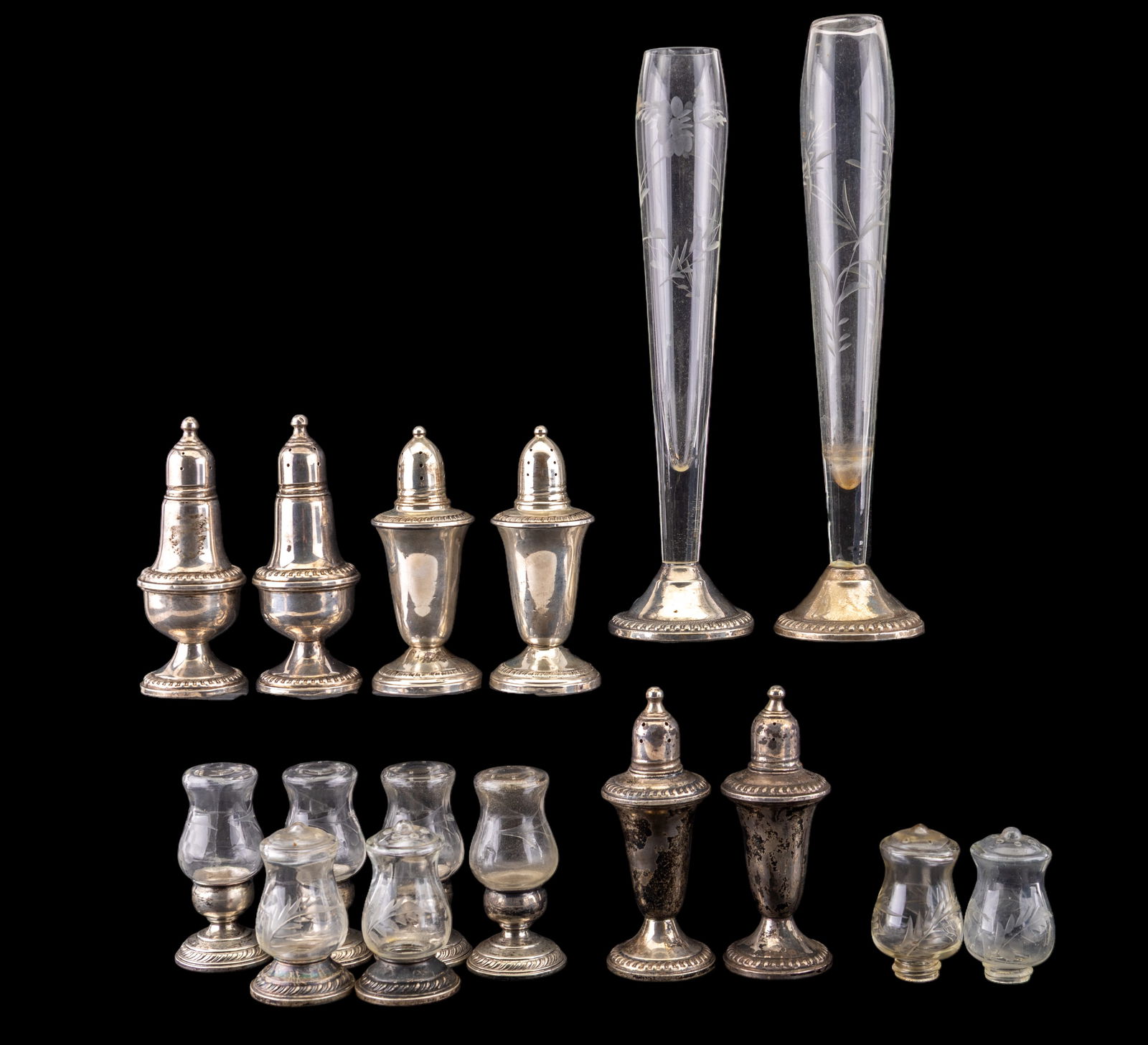 Weighted Sterling Bud Vases, S & P Shakers (1 of 19)