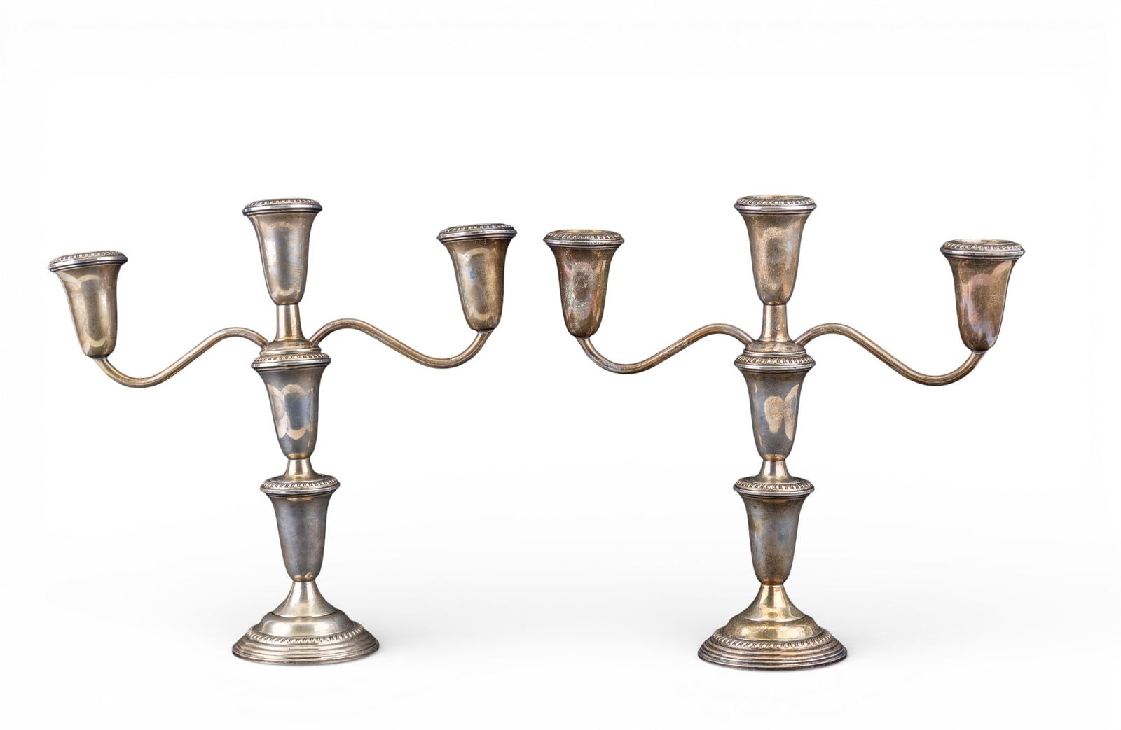 Pair of Empire Weighted Sterling 3-Arm Candelabras (1 of 6)