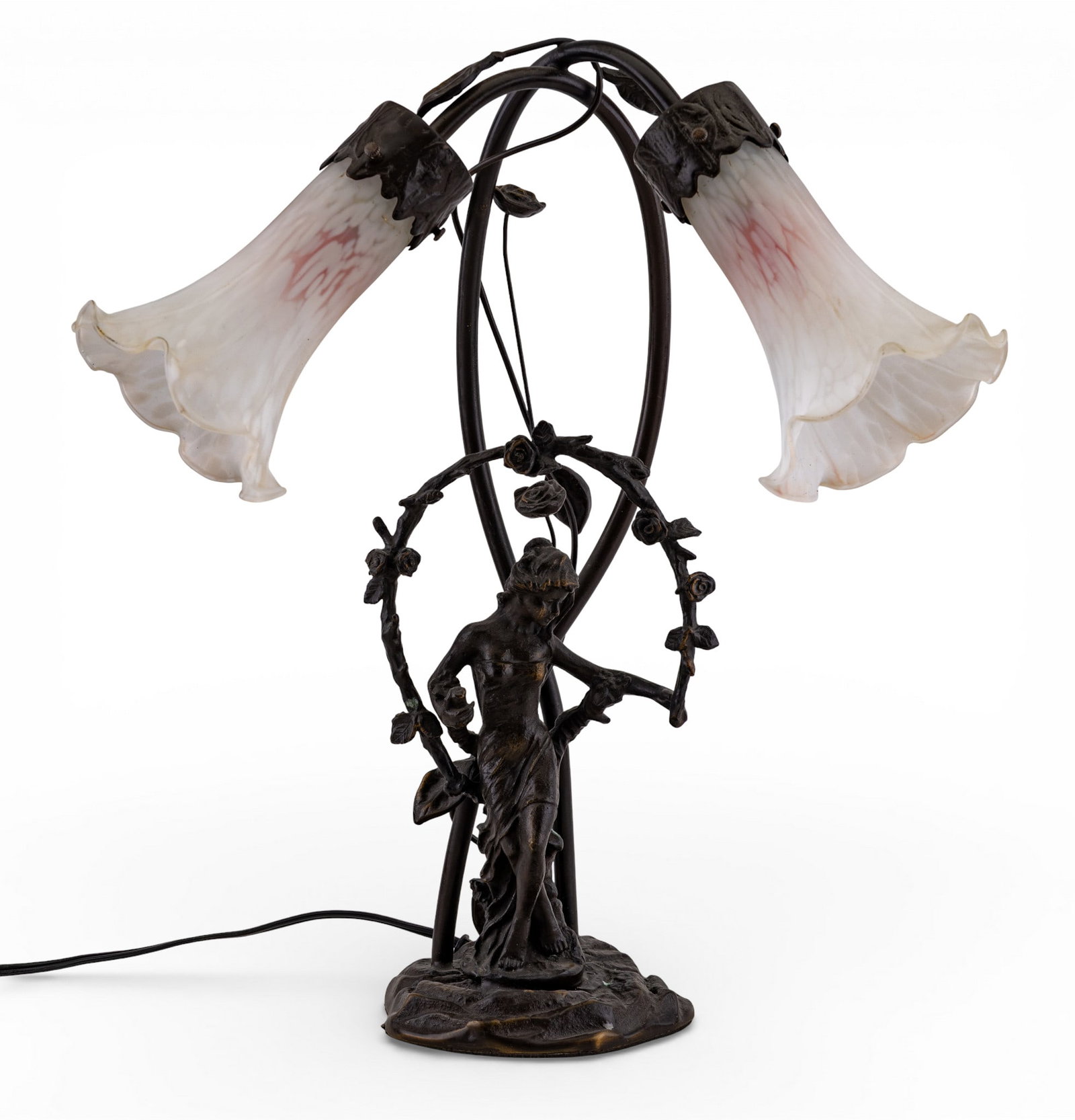 Art Nouveau-Style Figural Bronze Table Lamp (1 of 10)