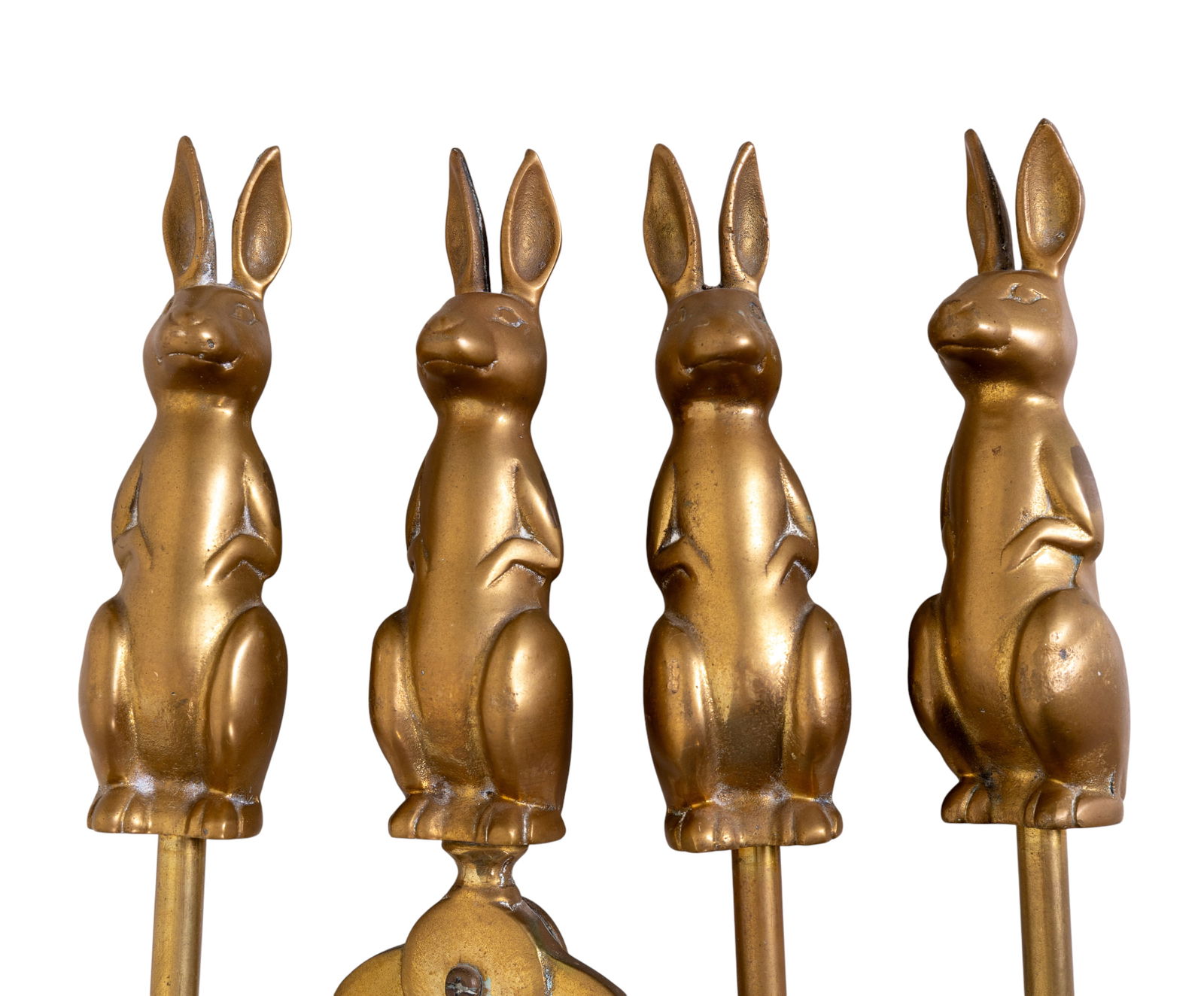 Solid Brass Figural Fireplace Tool Set - 6