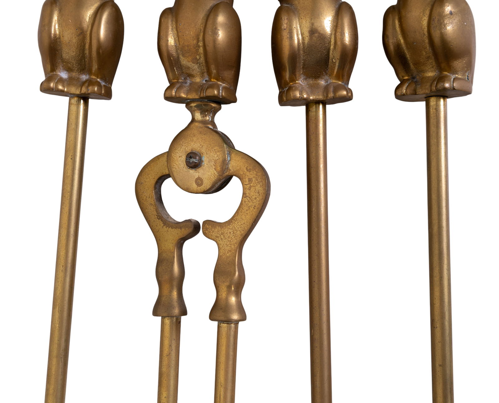 Solid Brass Figural Fireplace Tool Set - 7