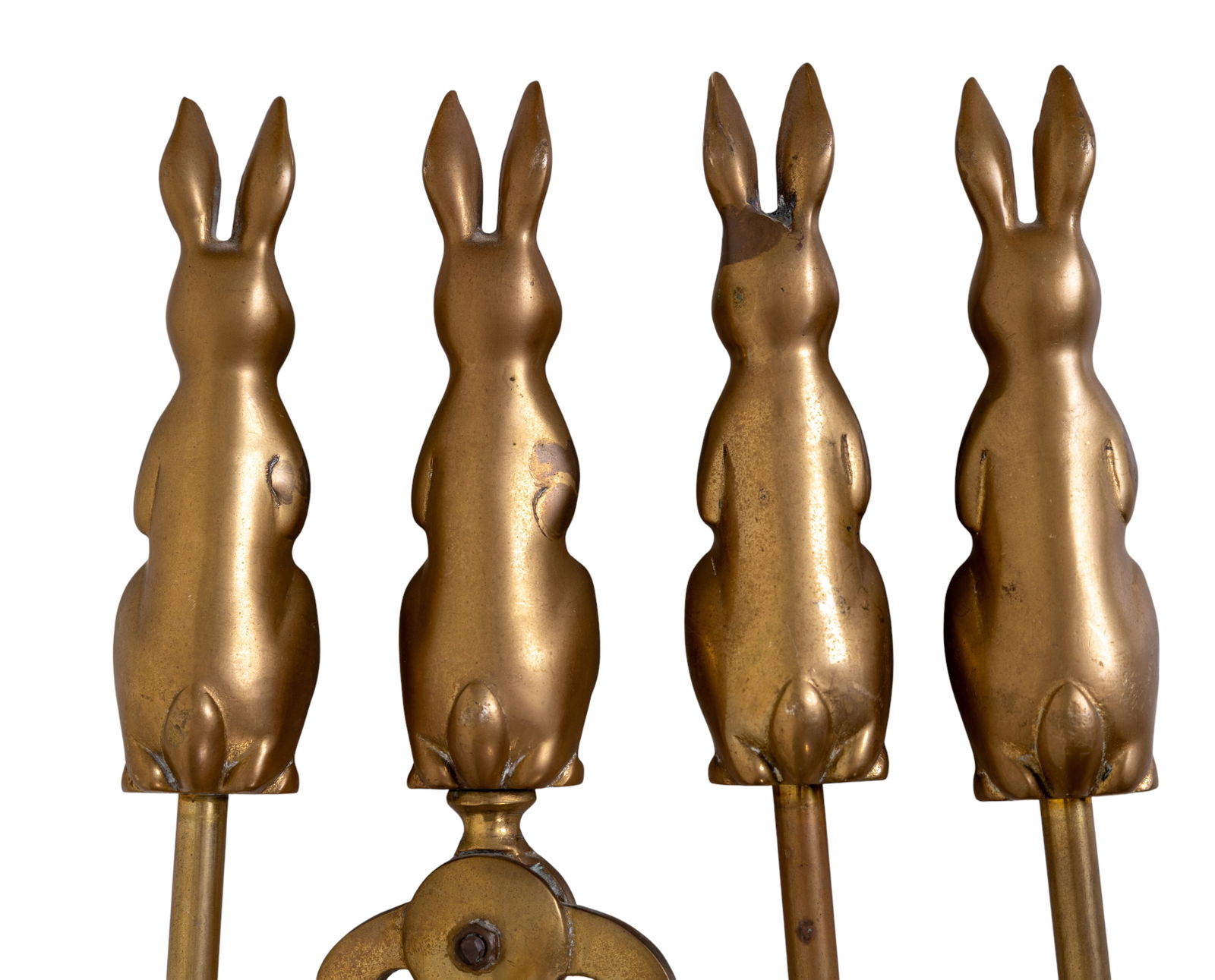 Solid Brass Figural Fireplace Tool Set - 8