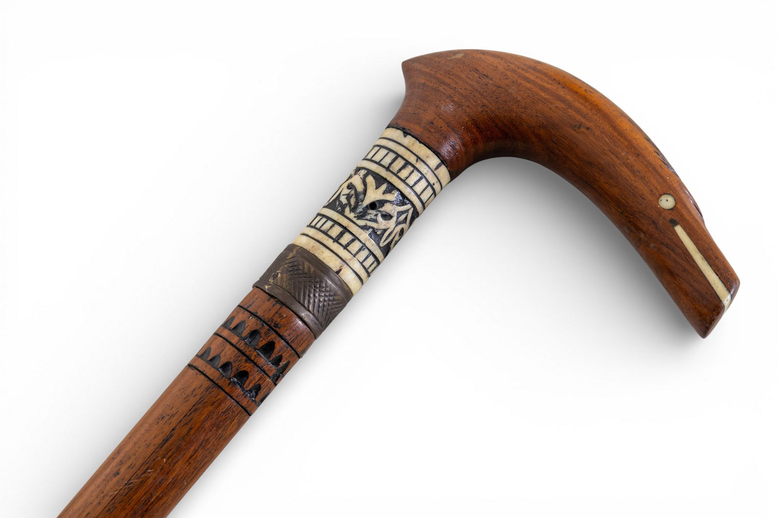 Carved & Inlaid Decorative Walking cane (1 of 8)