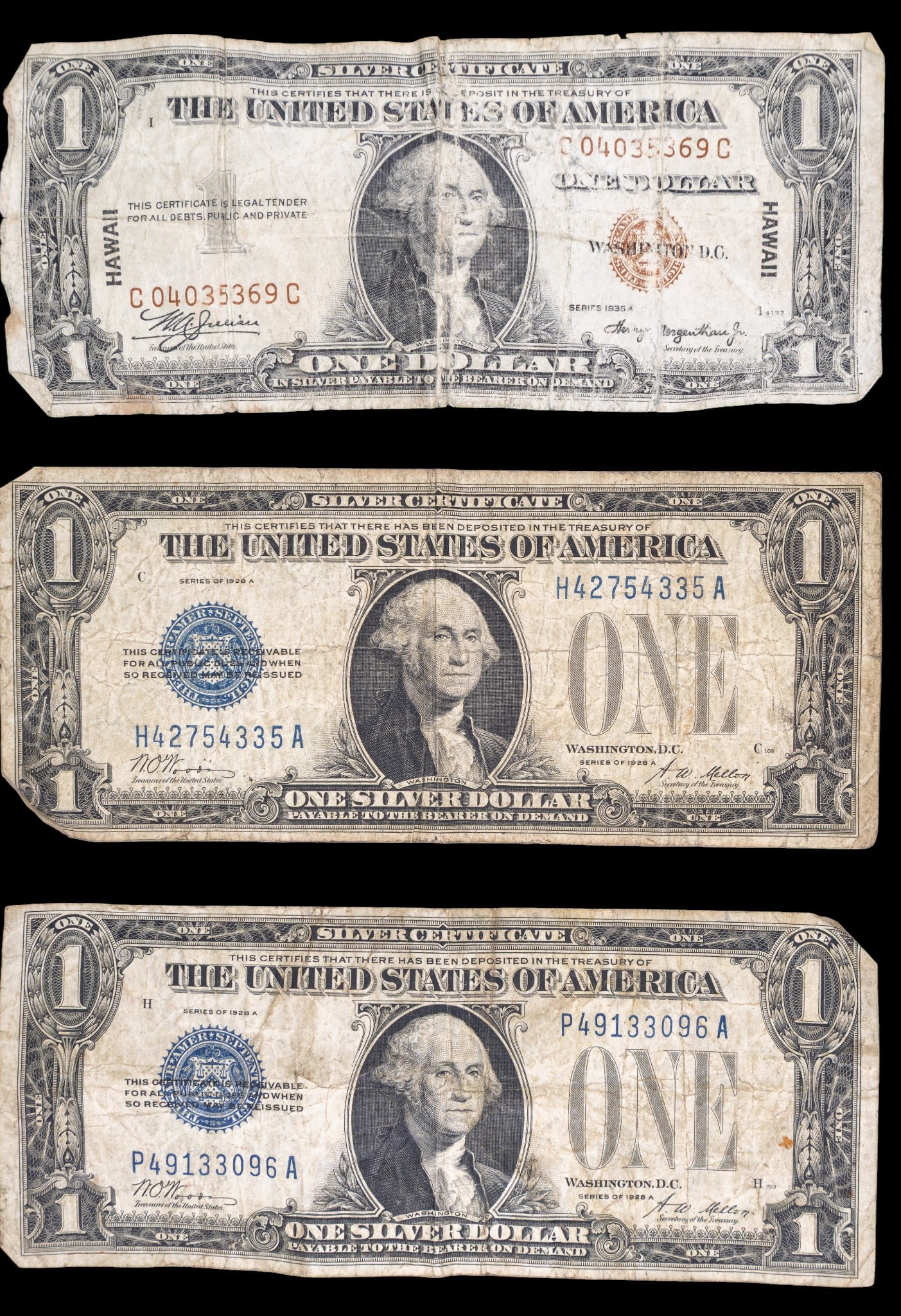 Vintage U.S. & Hawaii Dollar Bills (1 of 2)