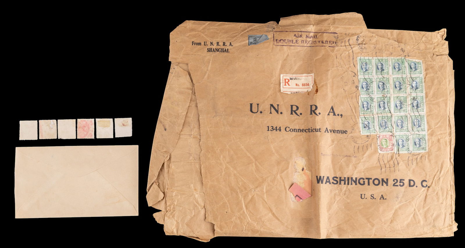 Chinese Revenue Stamps, Sheet, Singles: Group of Chinese revenue duty stamps, including a full sheet of green definitve revenue stamps and an assortment of loose singles.