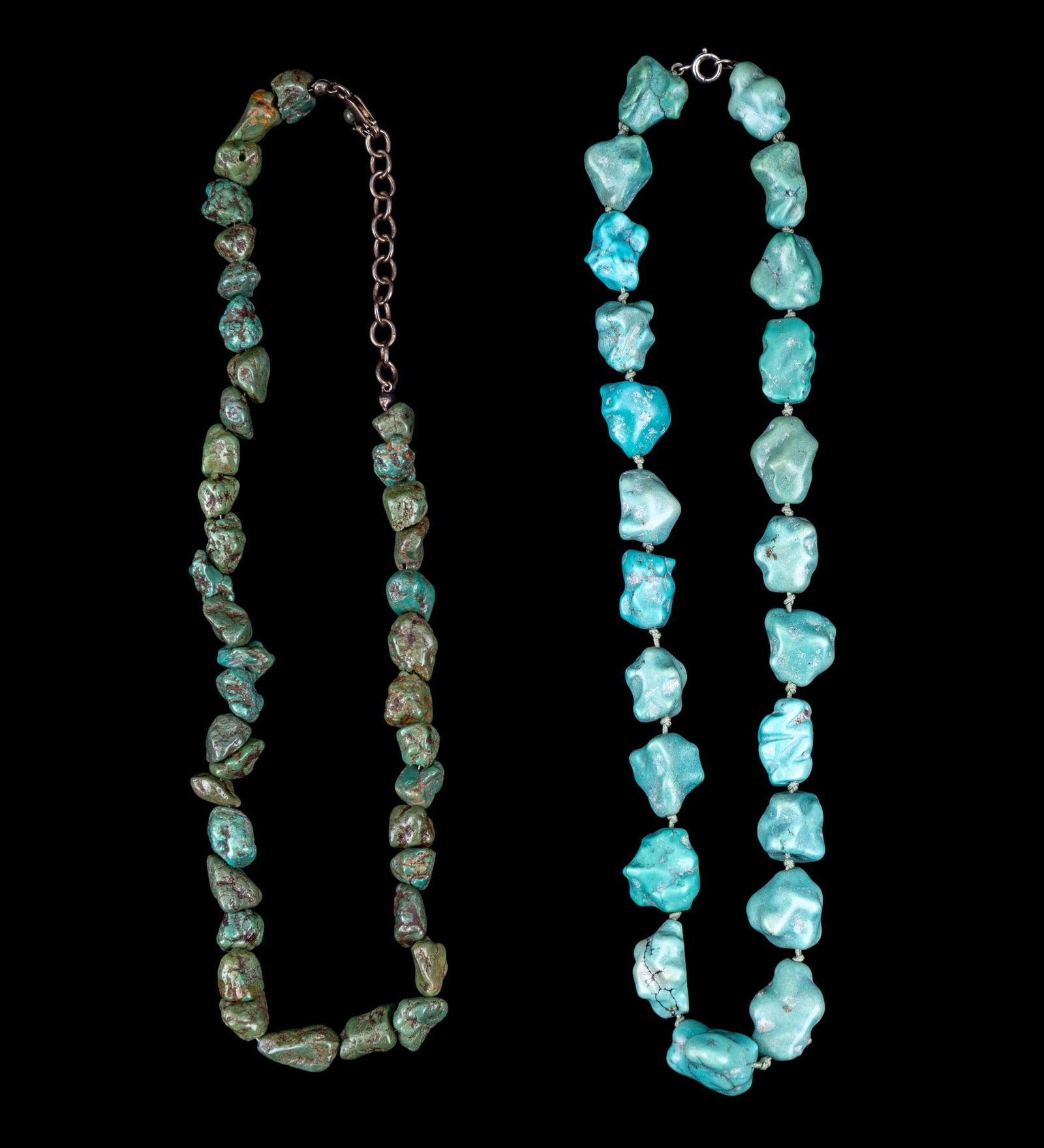 Turquoise Chunk Necklaces, Sterling Closure (1 of 9)
