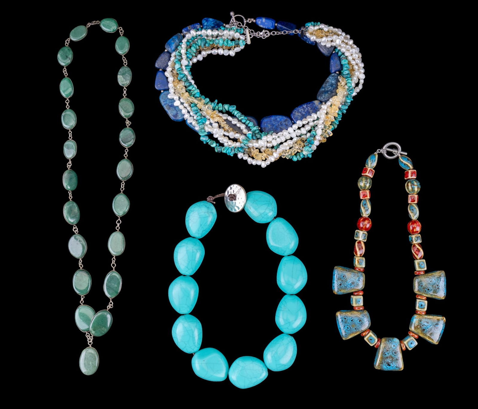 Ceramic, Pearl, Jade and Other Stone Necklaces (1 of 7)