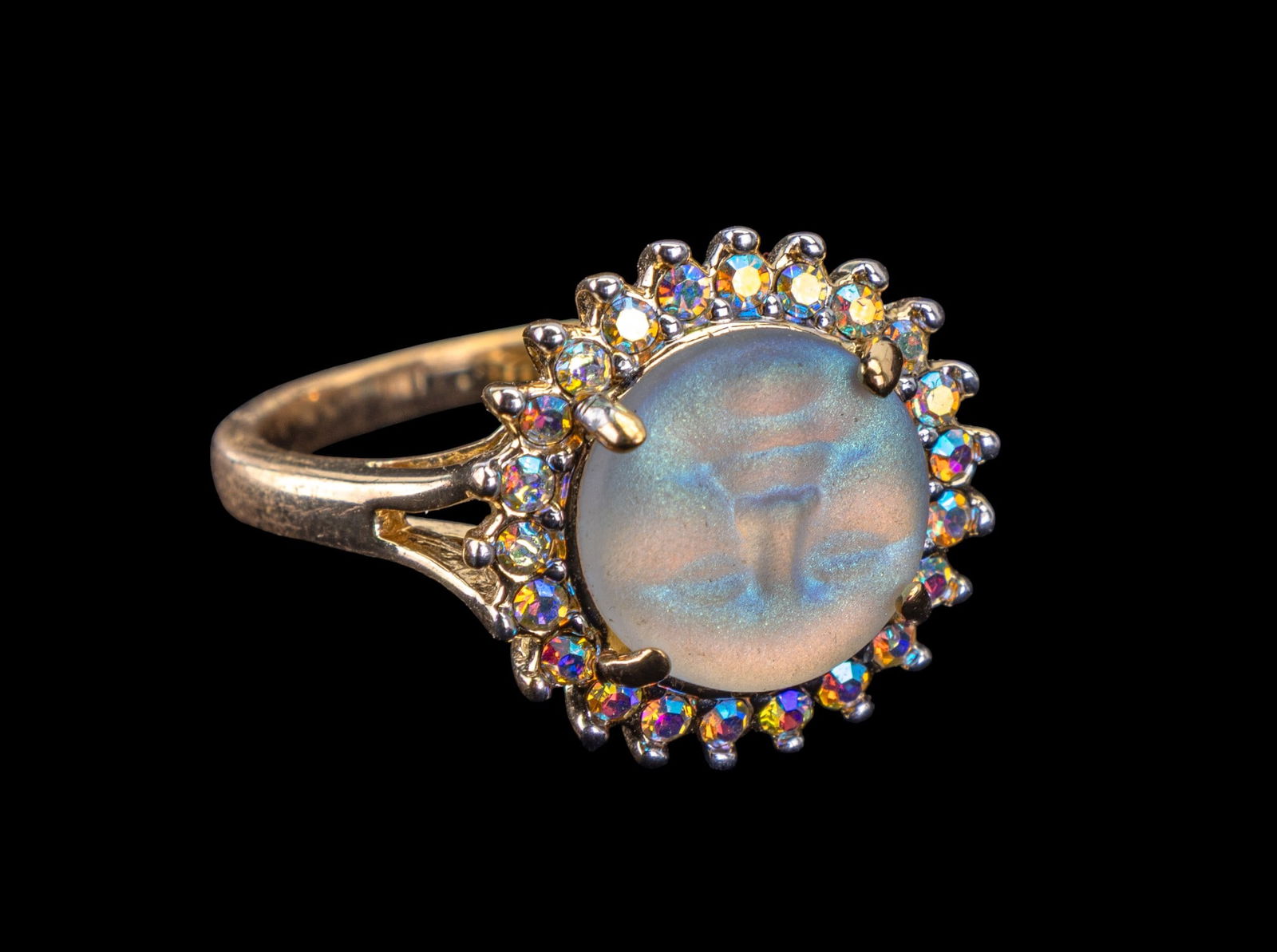 Kirks Folly Seaview Moon Ring: Gold tone and iridescent Kirks Folly Seaview Moon ring, size 10.25.