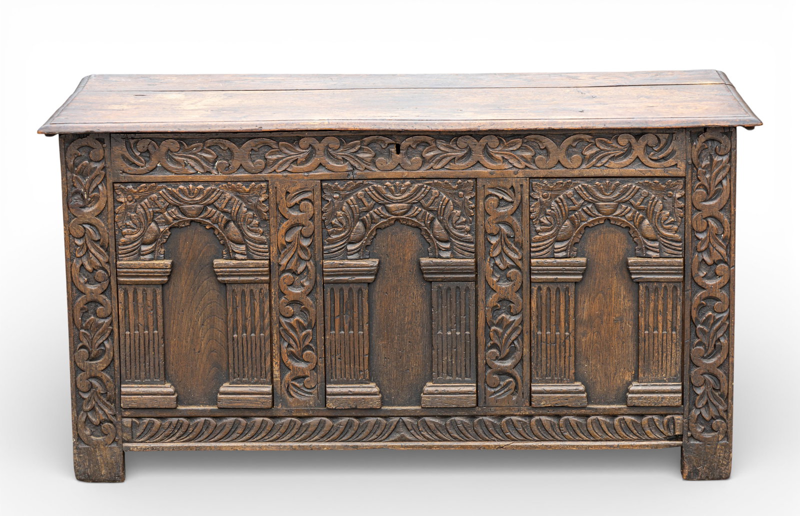 17/18 C English Carved Oak Coffer (1 of 11)