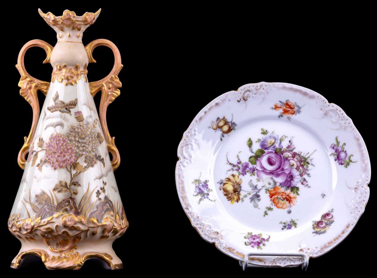 Austrian Porcelain Vase and Dresden Plate (1 of 5)