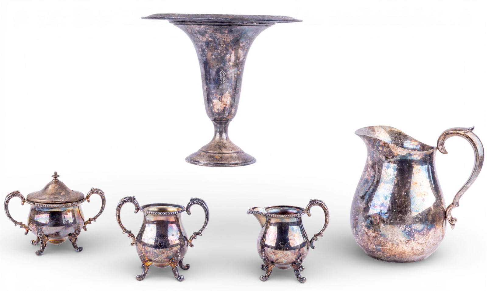 Vintage Silver Plate Partial Tea Service, Vase (1 of 16)