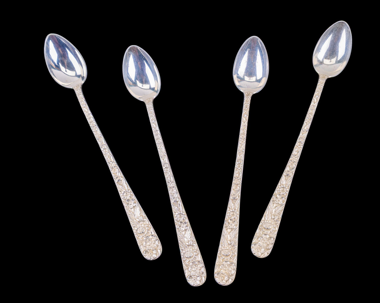 4 S. Kirk & Son Repousse Silver Ice Tea Spns (1 of 4)