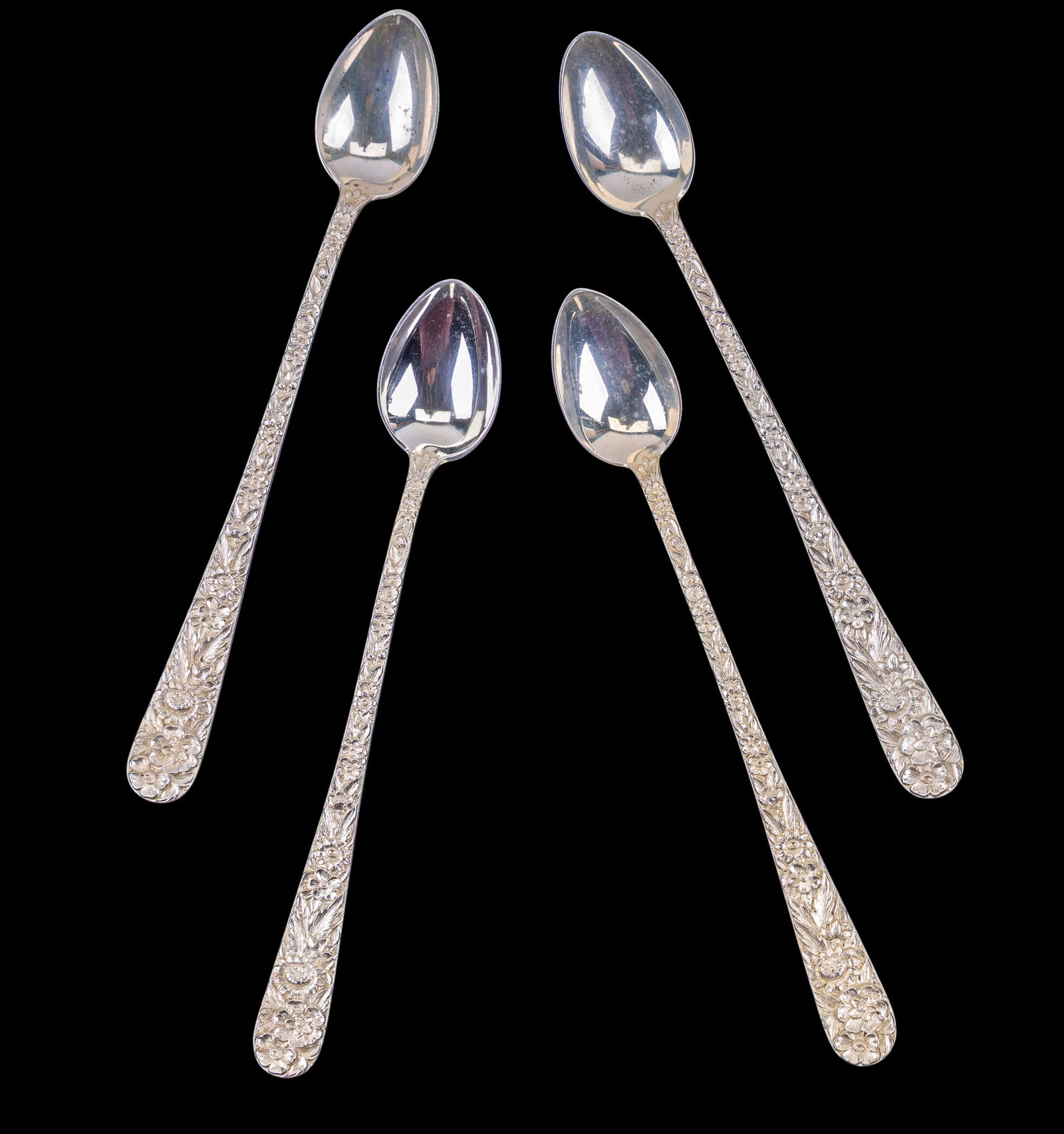 4 S. Kirk & Son Repousse Silver Ice Tea Spns (1 of 5)